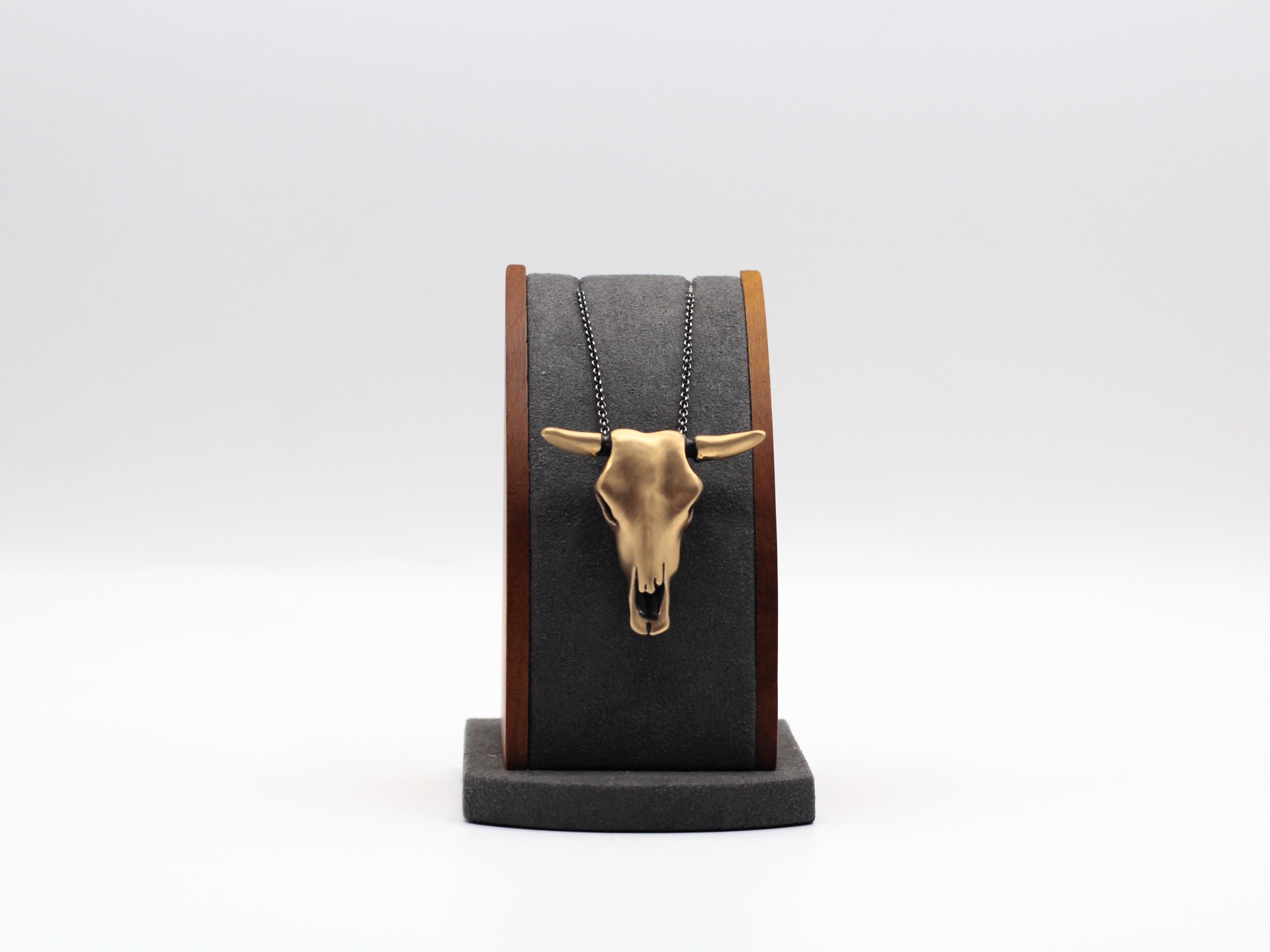 Bronze Cow Skull Necklace - Brush Finish Bronze by Louisa Berky