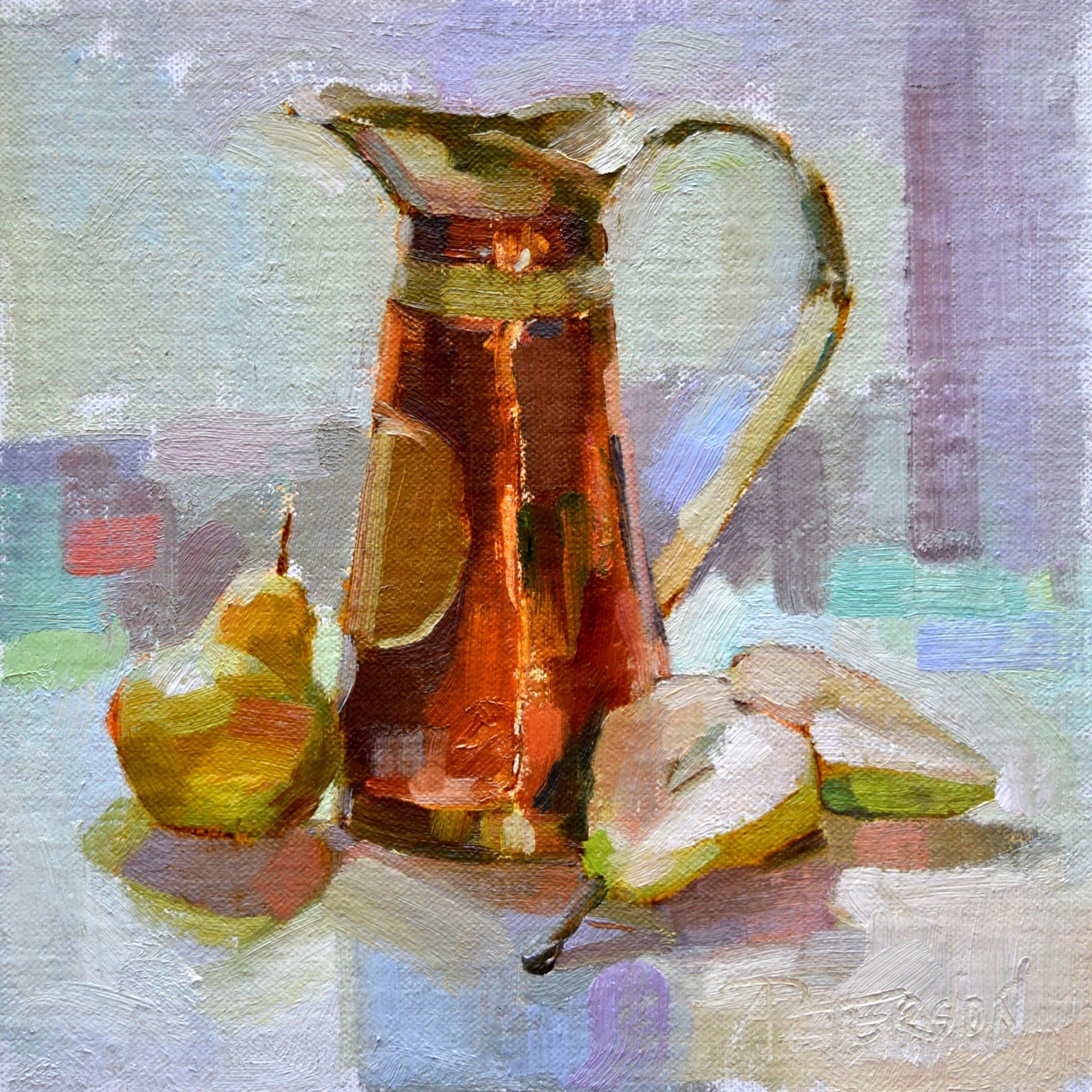 Pitcher, Pears, and Periwinkle by Amy R. Peterson