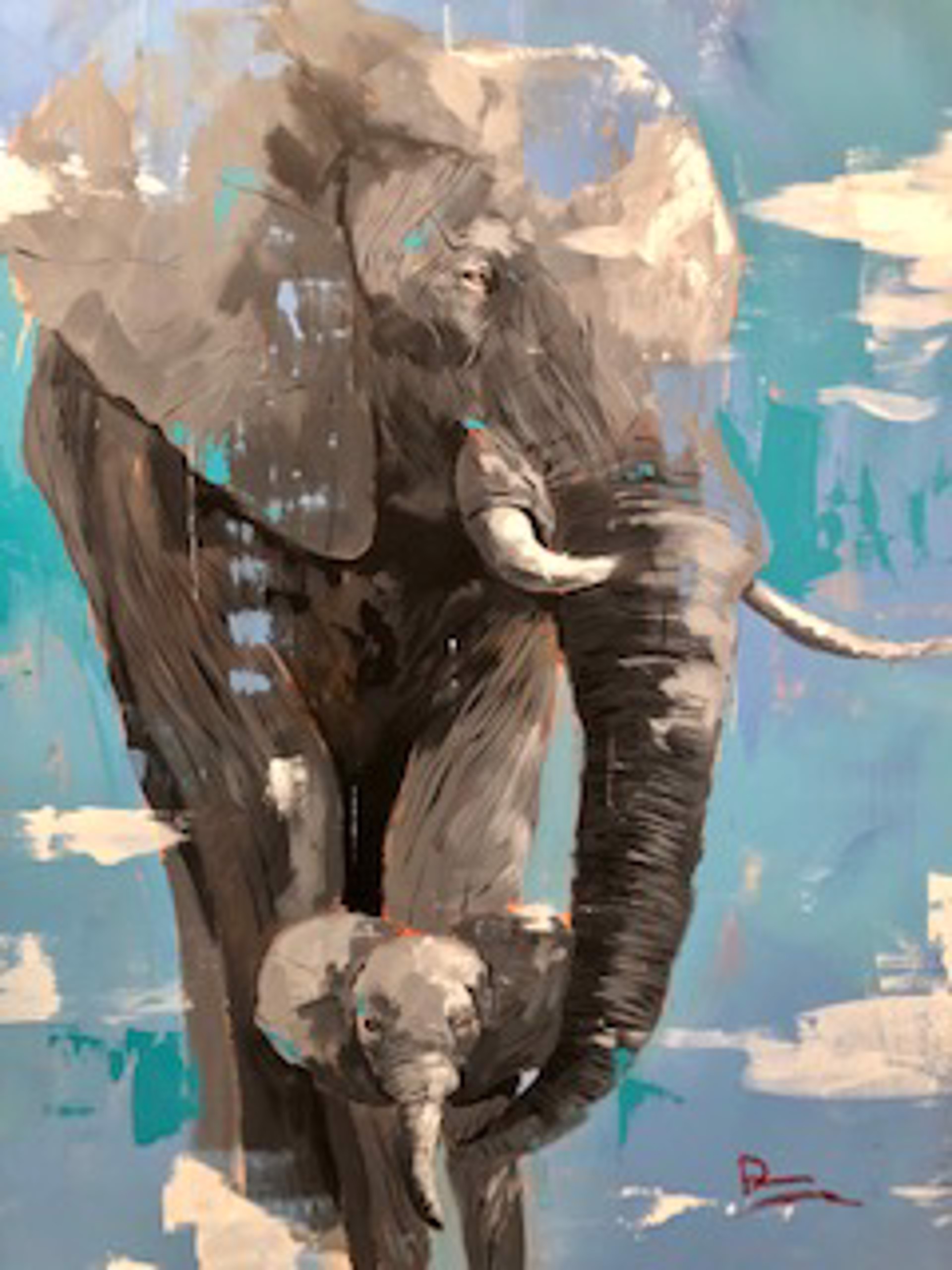 Elephant and Cub by Dominic Mattioli