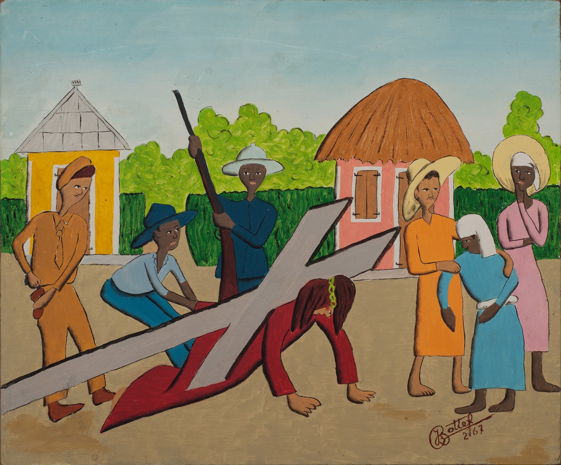 Jesus Falling #9-3-96GSN by Jean-Baptiste Bottex (Haitian, 1918-1979)