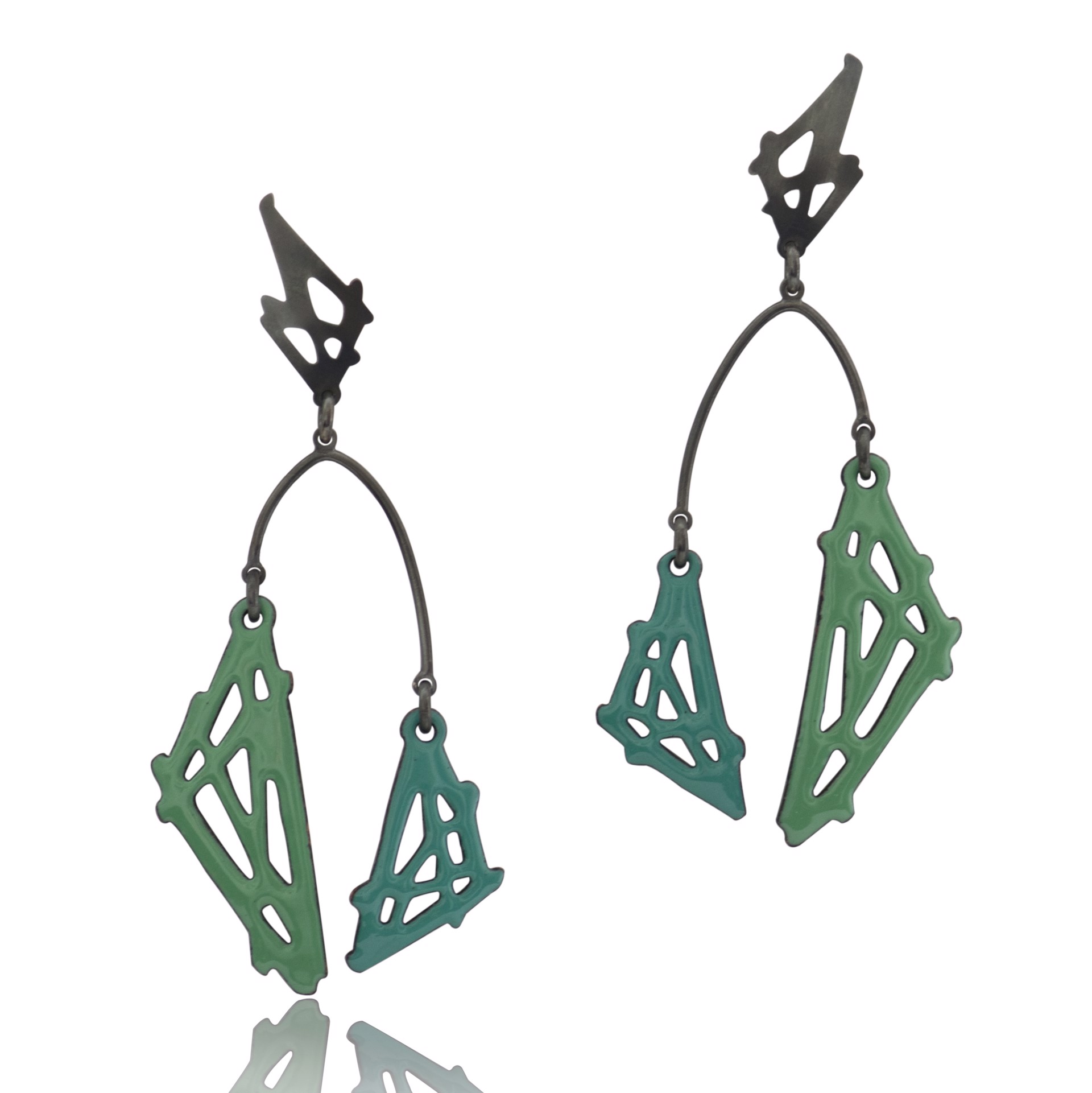 Elongated Mobile Triangle Earrings by Joanna Nealey