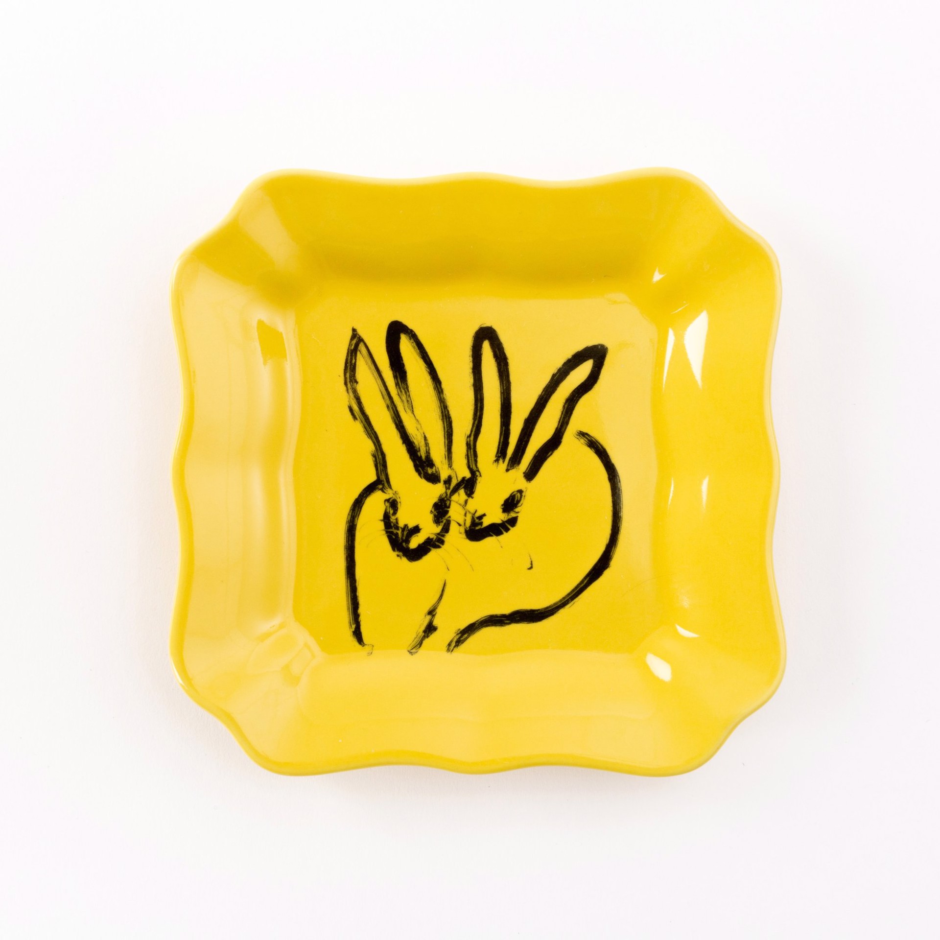 Bunny Portrait Plate - Yellow by Hunt Slonem (Hop Up Shop)