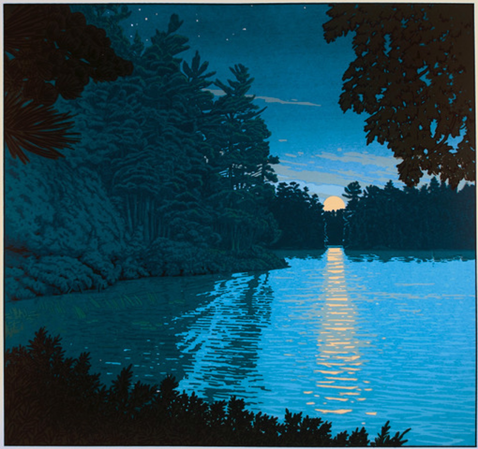 Moonrise on North Bay by John S. Miller