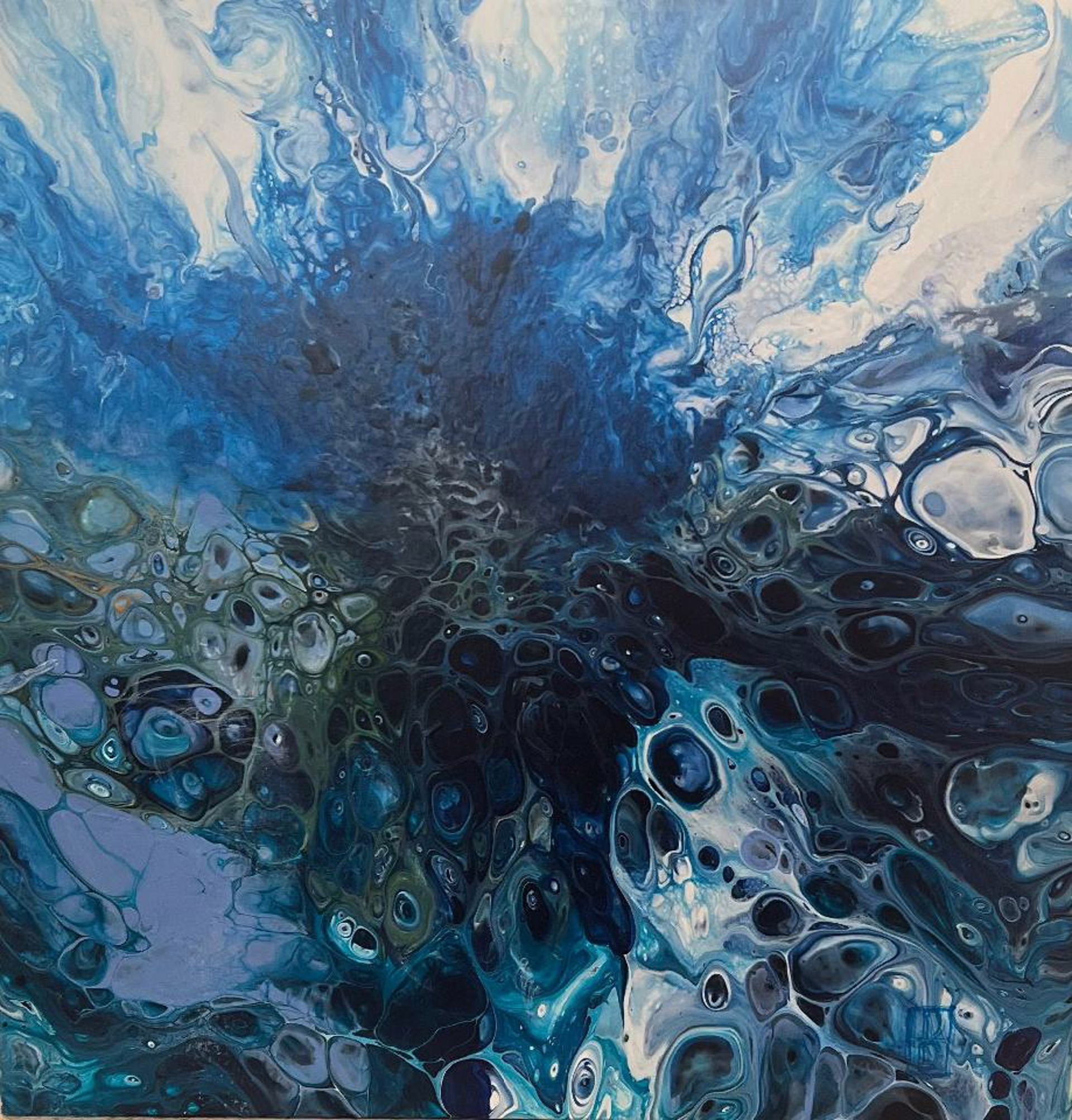 Acrylic Floating Series of 3 - Turquoise Explosion by Debbie Dannheisser