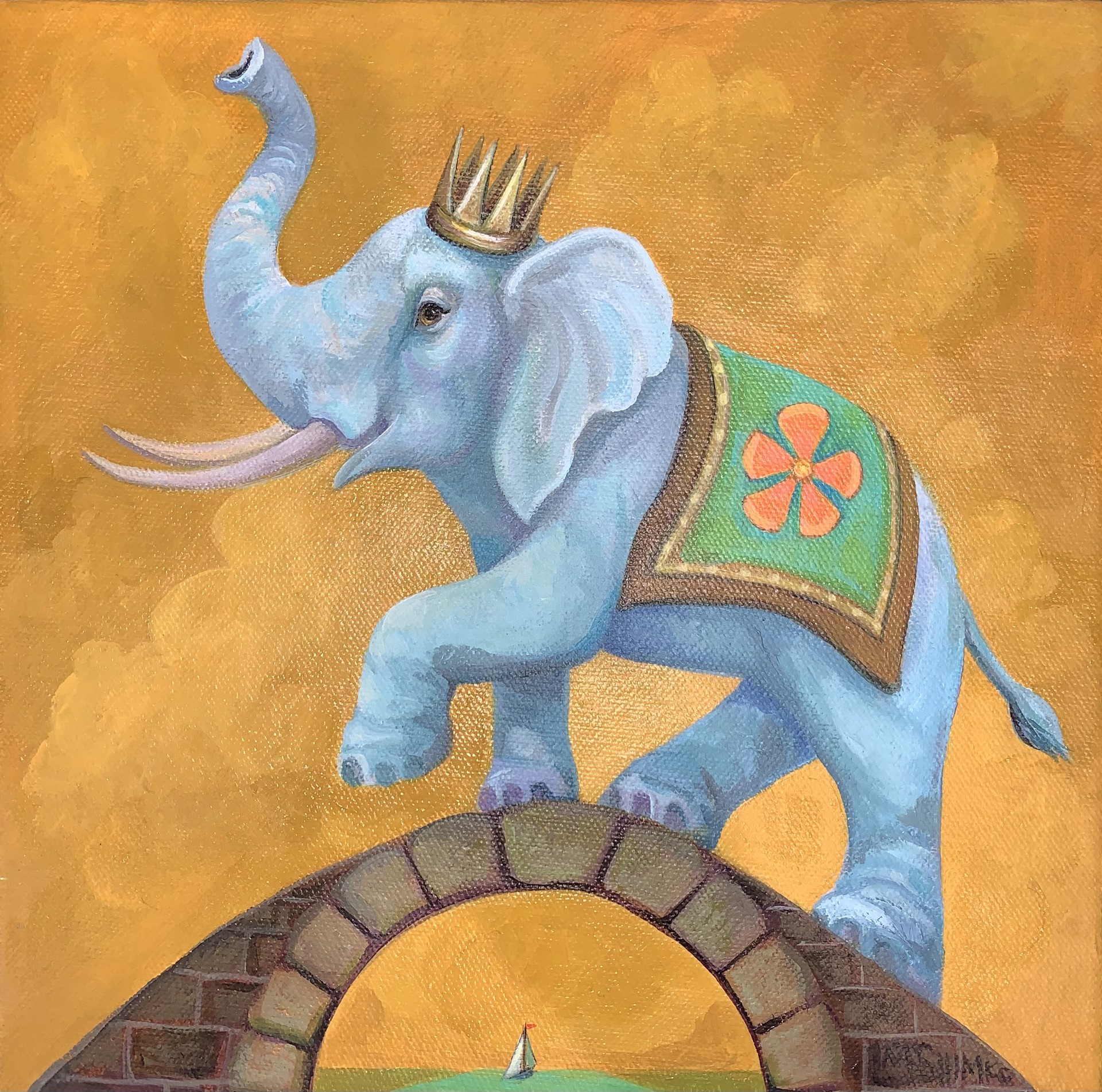 Gold Sky Elephant Bridge by Lisa Shimko