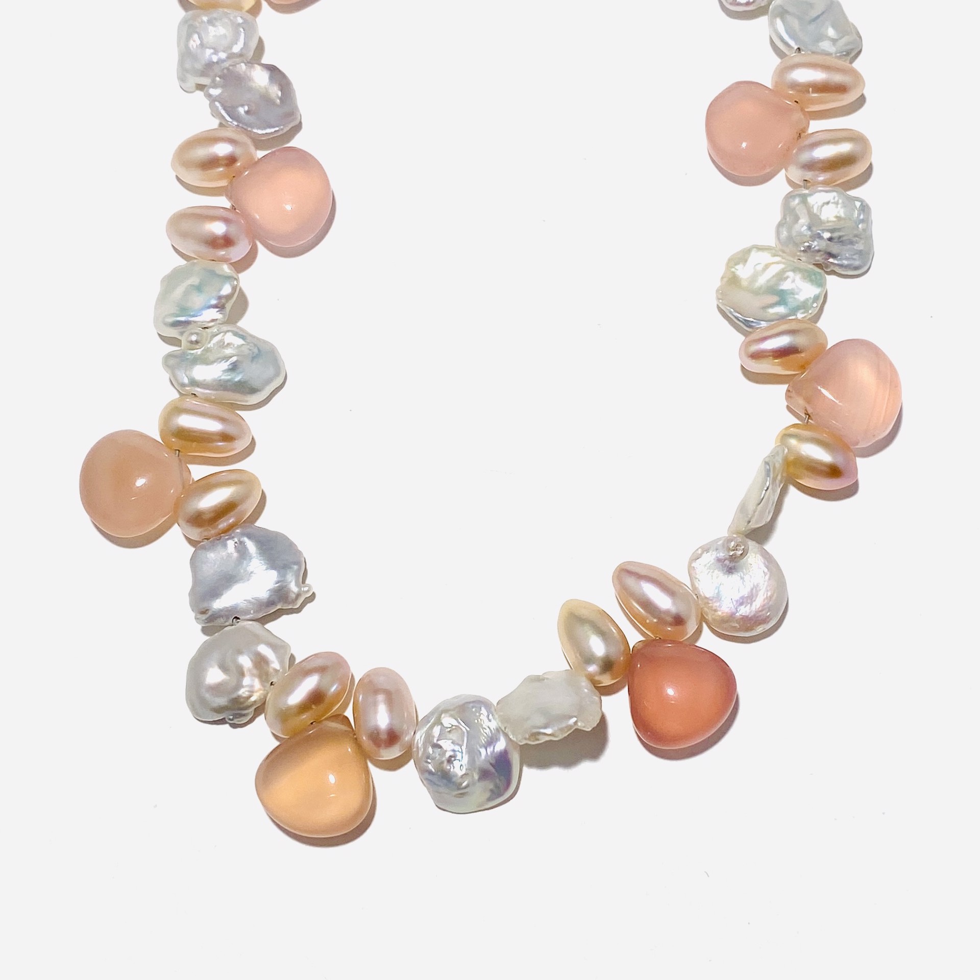 Keshi and Pink Pearl Pink Chalcedony Brio Necklace by Nance Trueworthy