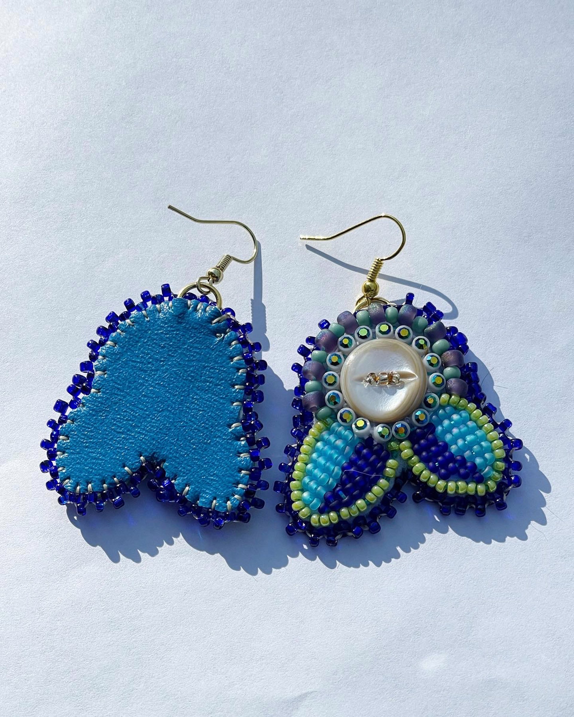 Blue beaded earrings by Hattie Lee
