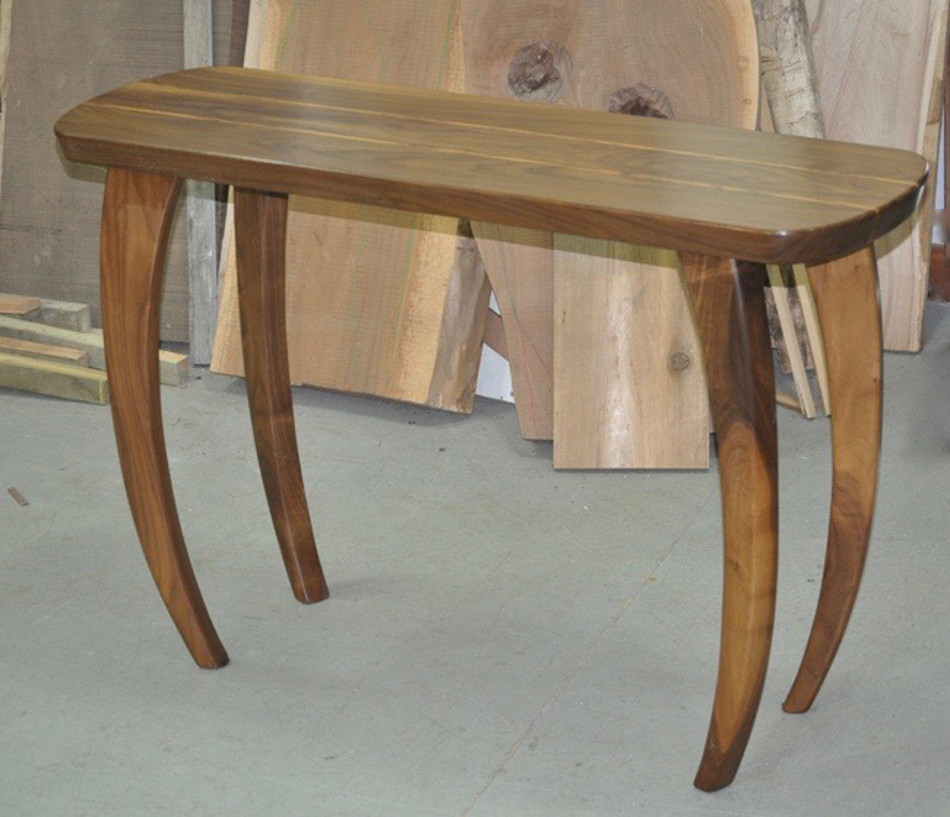 Walnut with Zebra Wood Hall Table by Jim Wolnosky