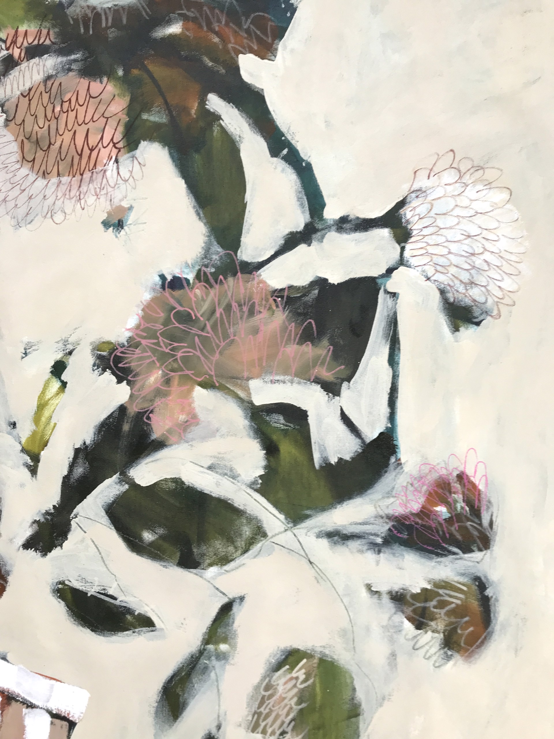 Flowers in White Vase by Rachael Van Dyke