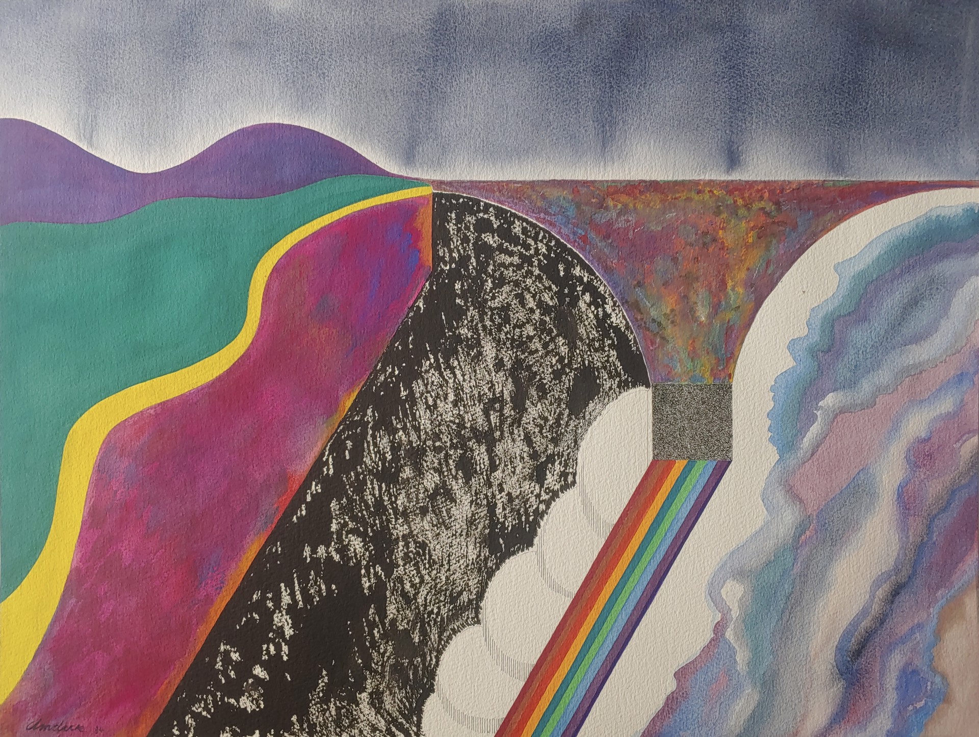 Surrealist Watercolor - Rainbow by David Amdur