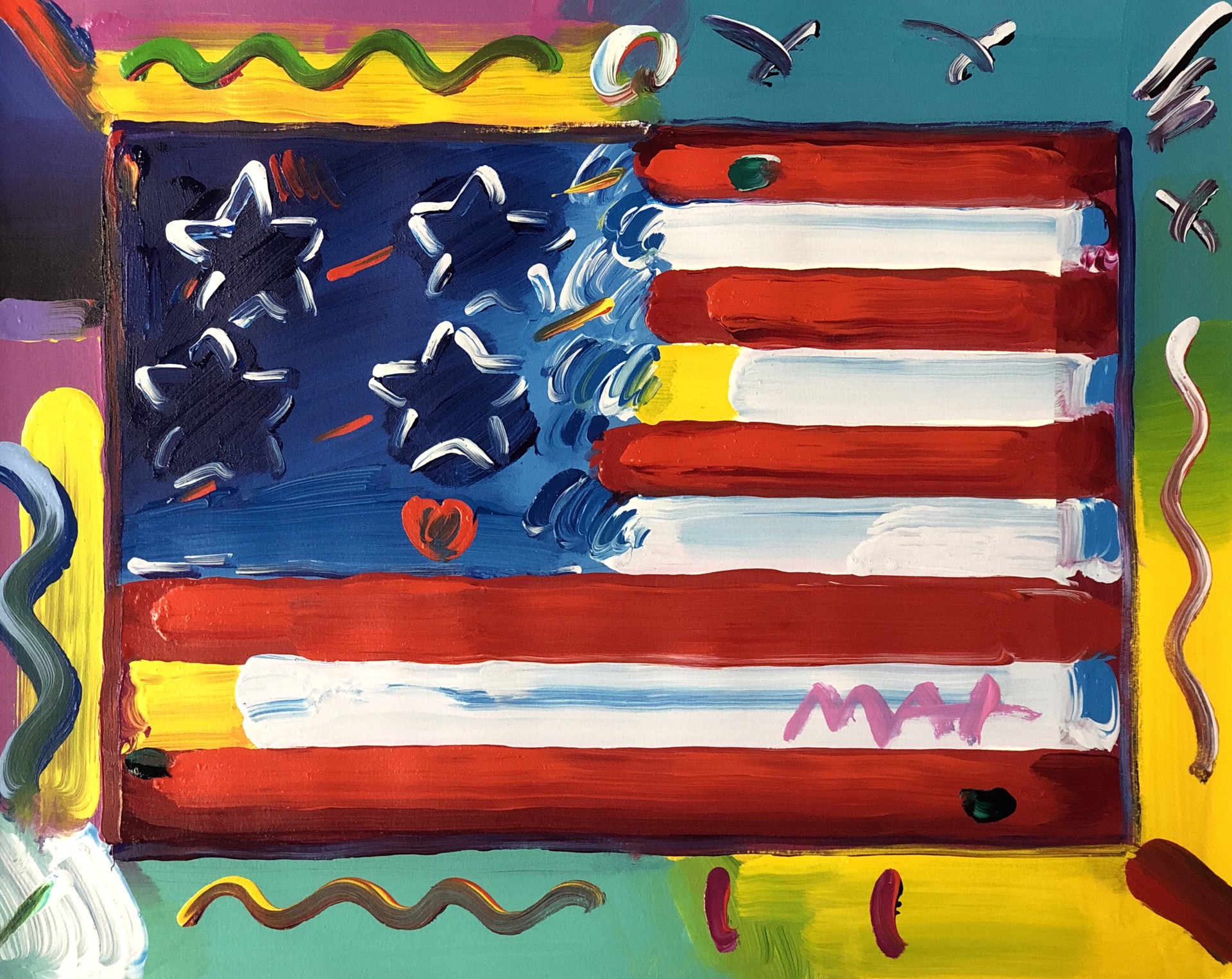 Flag with Heart by Peter Max