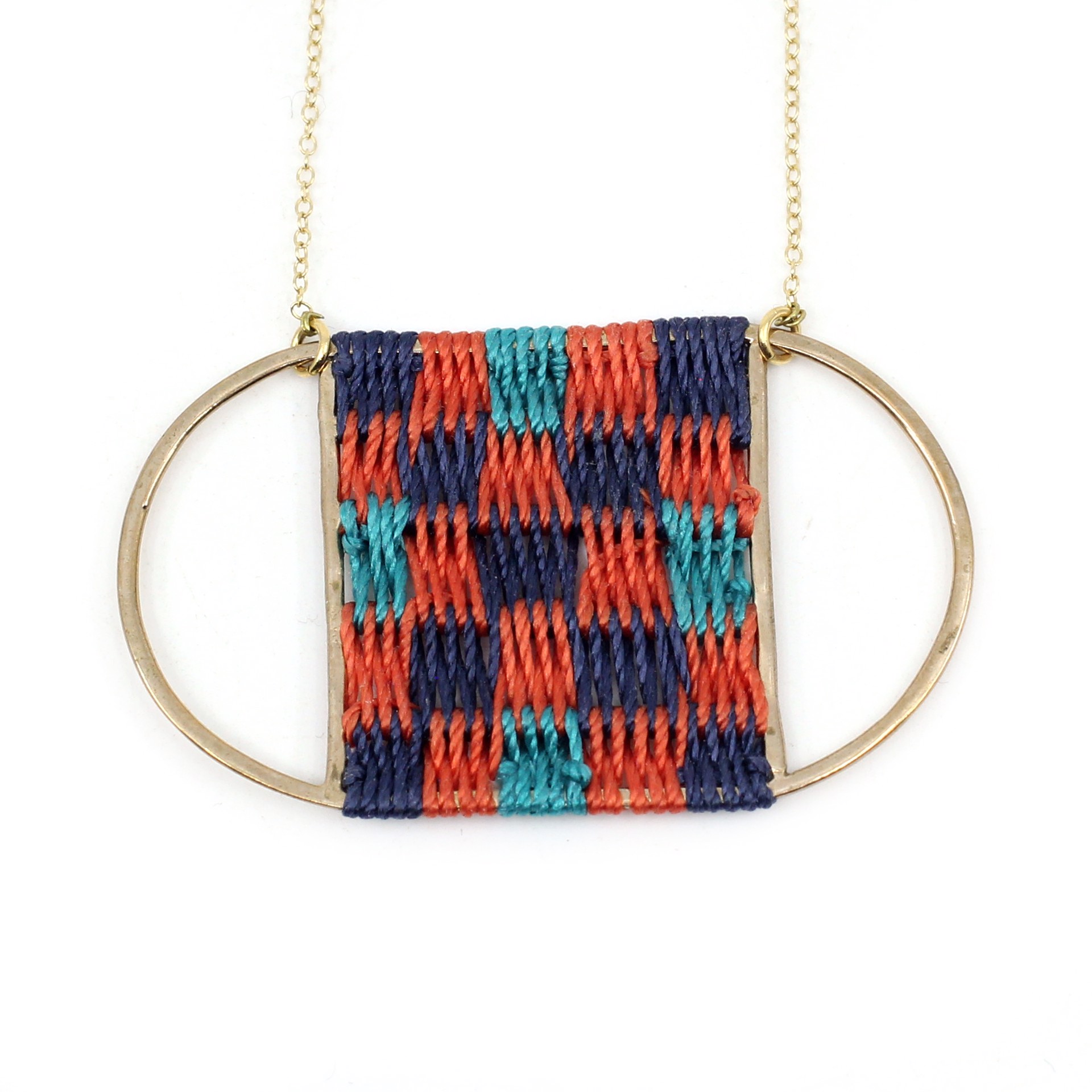 Tapestry Necklace (orange/blue) by Flag Mountain Jewelry