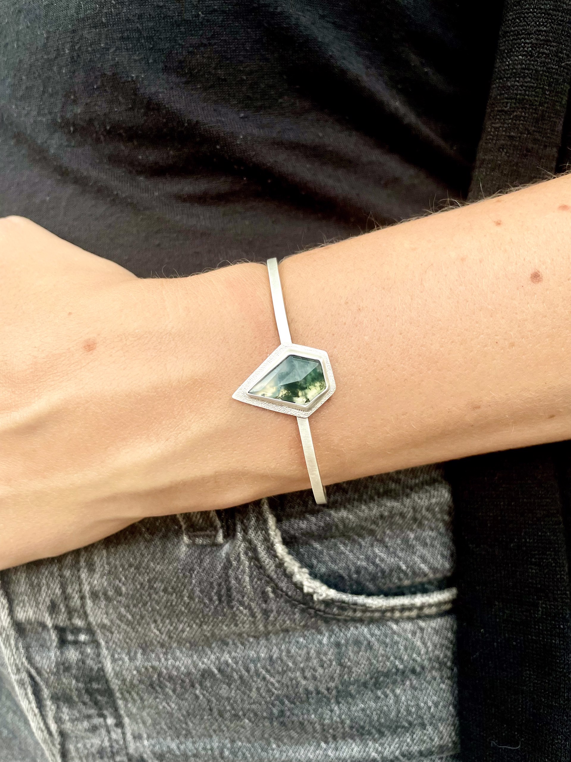 Moss Agate Cuff by Silicate & Silver