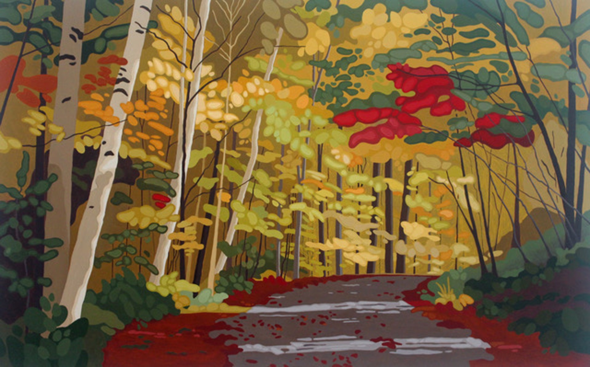 Birch Lined Road by Leanne Baird