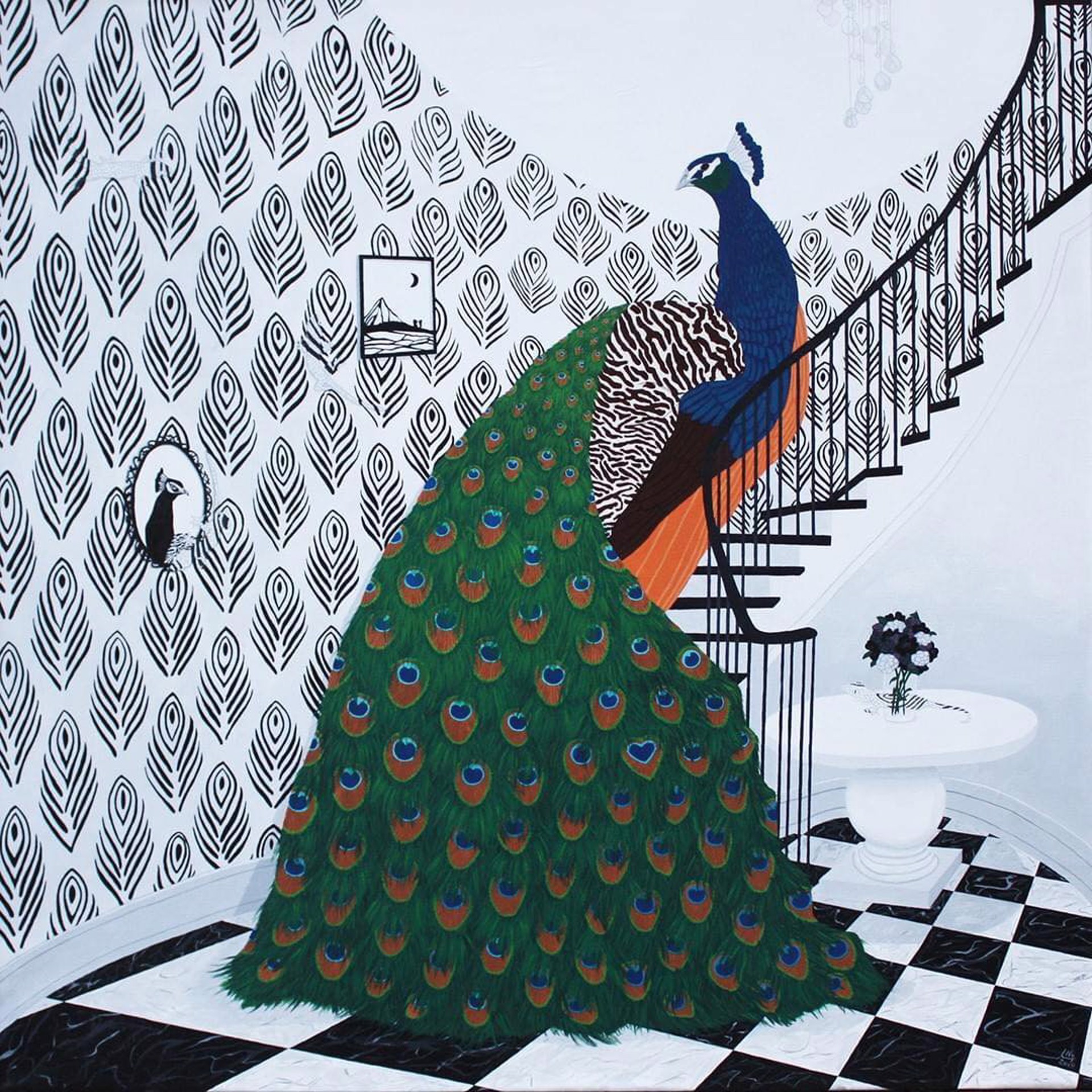 Peacock Descending A Staircase by Lisa Ng