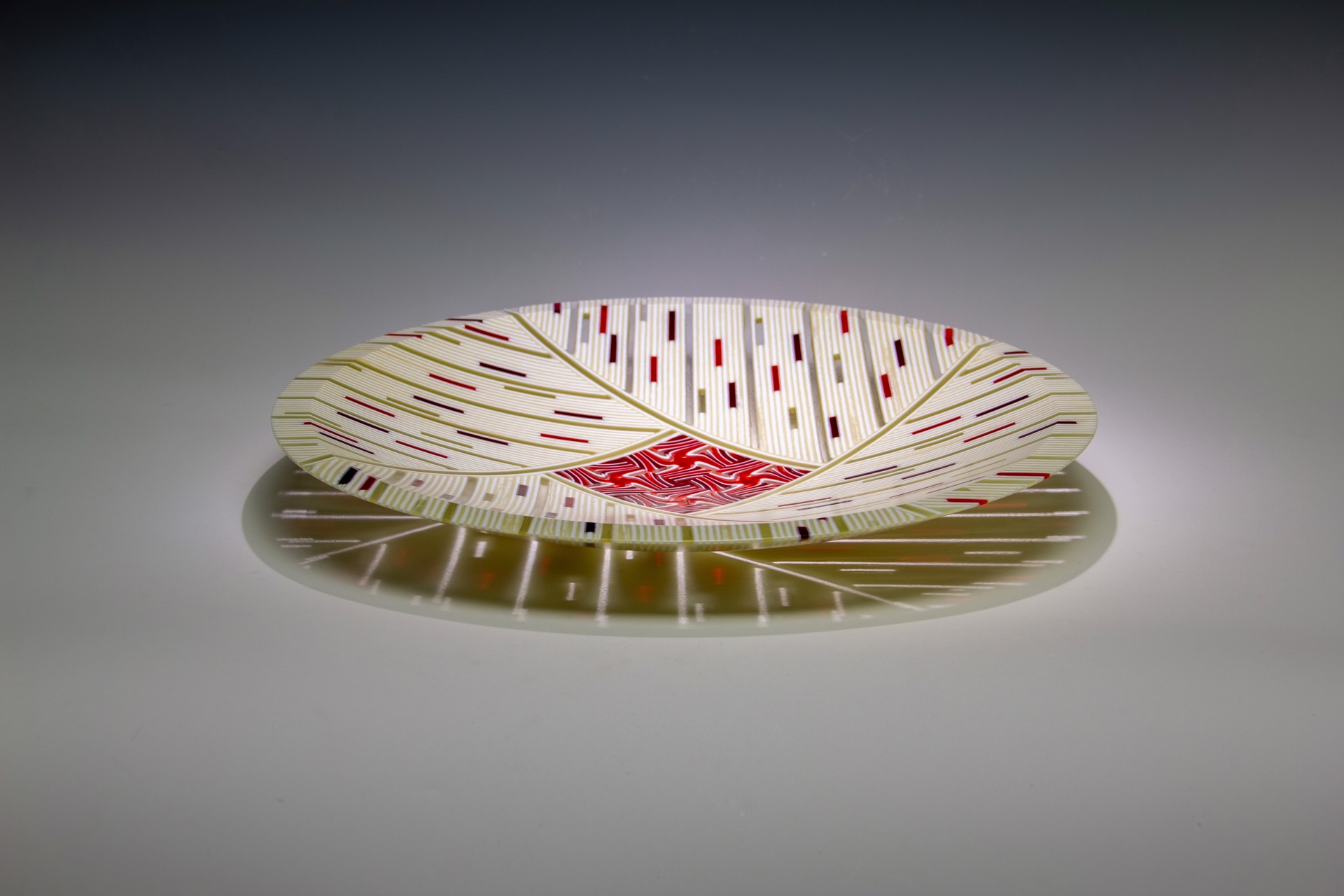 Feathers Series: Red 15 Platter by Patti and Dave Hegland