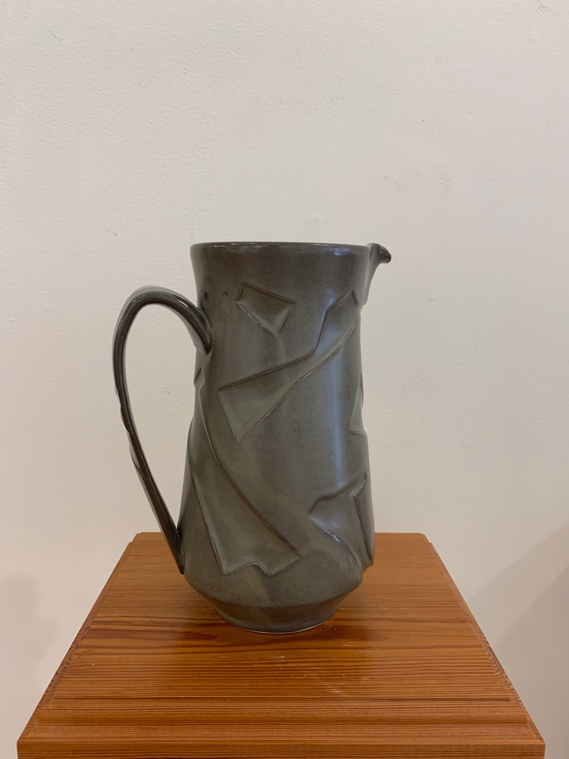 Etched Pitcher, Grey By Kelly Pottery by Steve Kelly