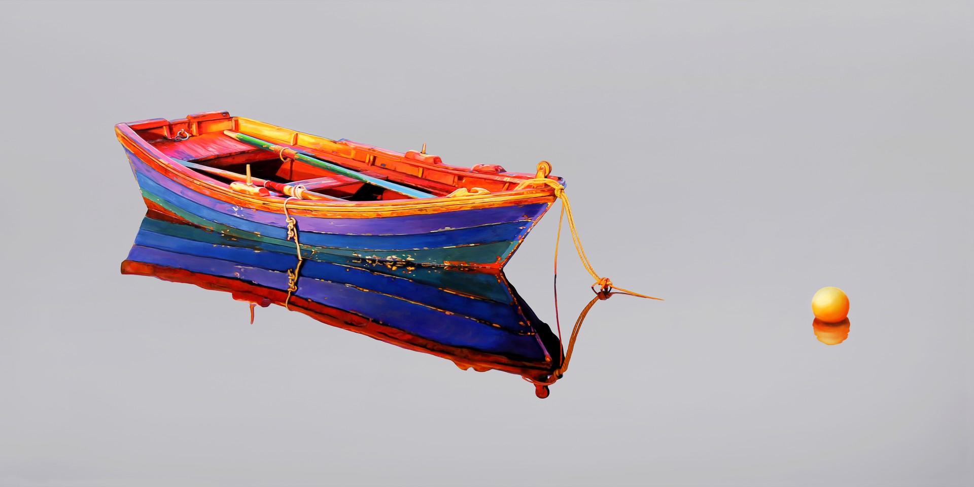 Painted Skiff with Buoy by Roger Hayden Johnson