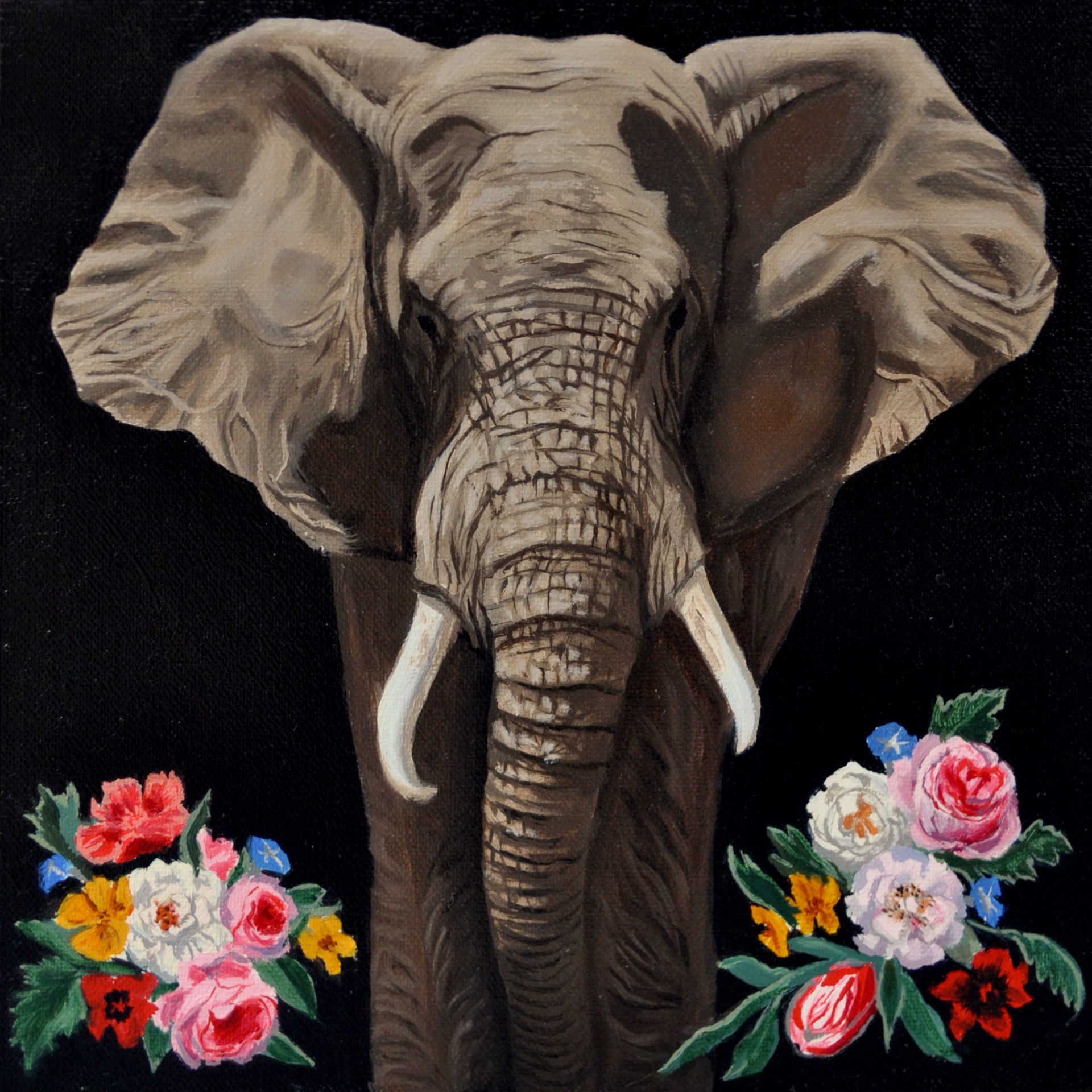 Elephant with Flowers by Robin Hextrum