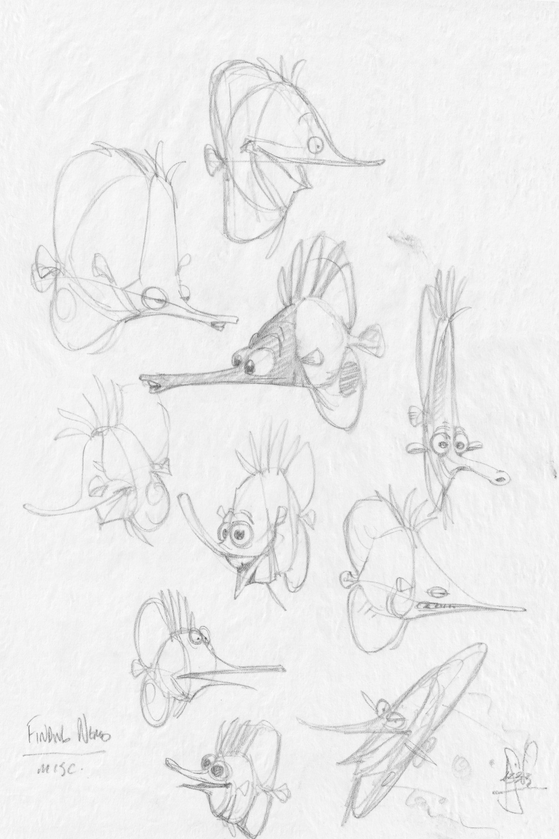 Finding Nemo, Early character studies for miscellaneous fish by Peter de Sève