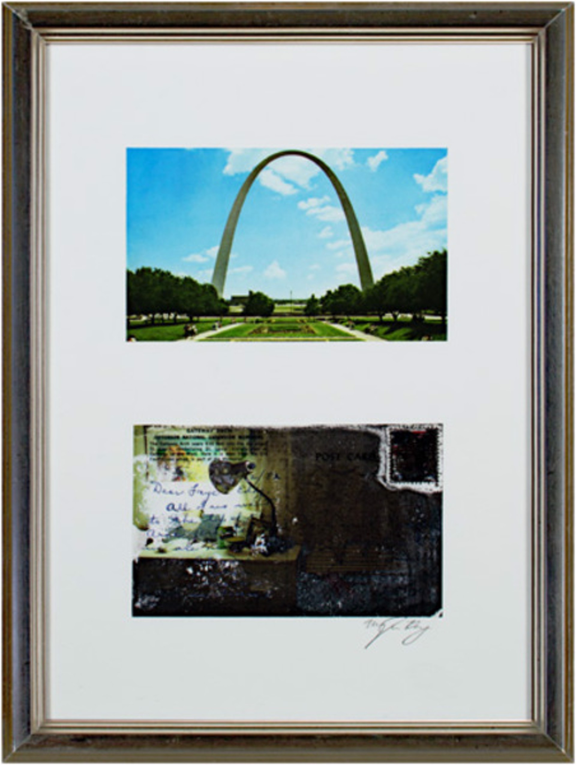 Gateway Arch, St. Louis, MO after original postcard (front&back) by Meghan Ray