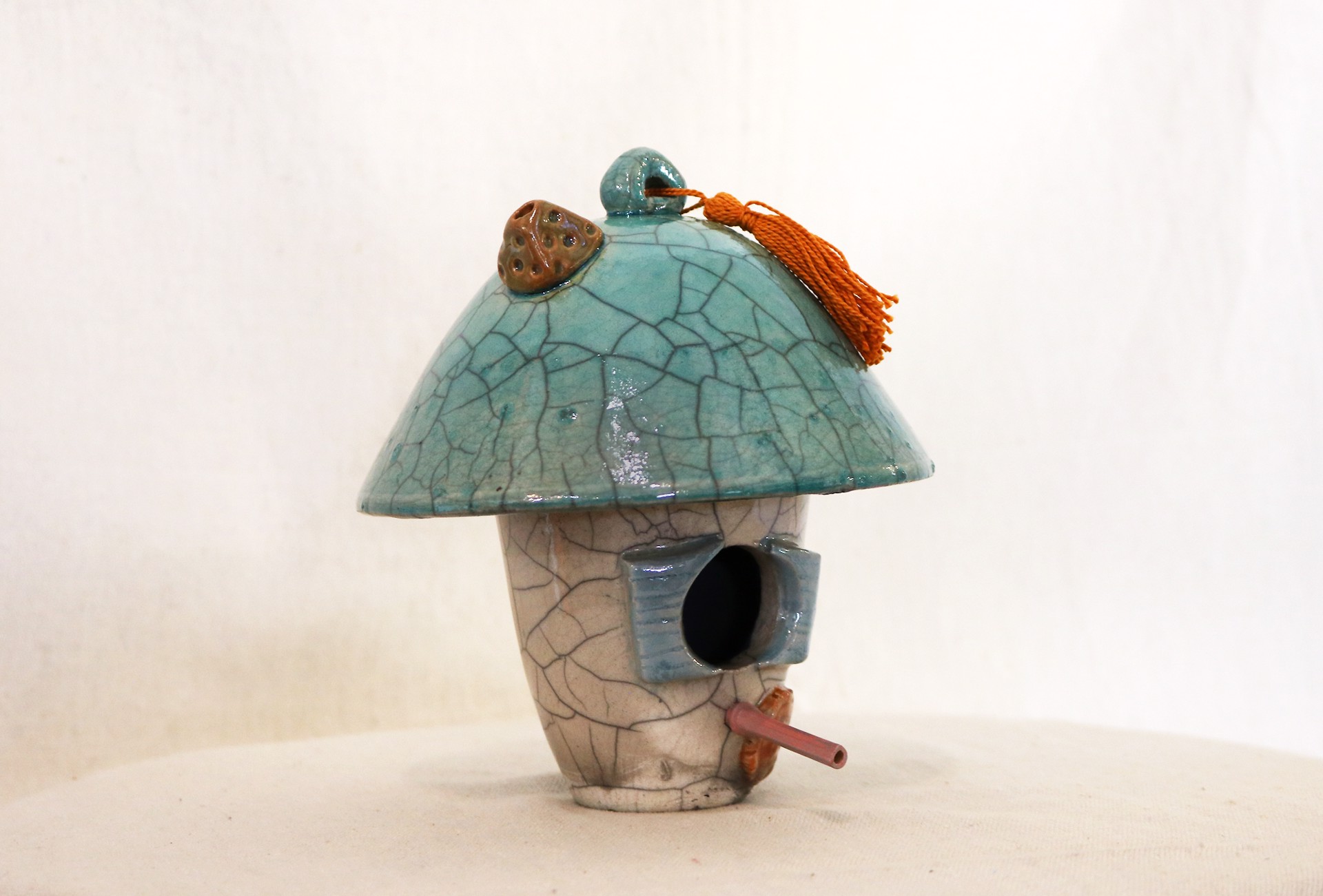 Turquoise Hobbit Birdhouse by Sue Morse