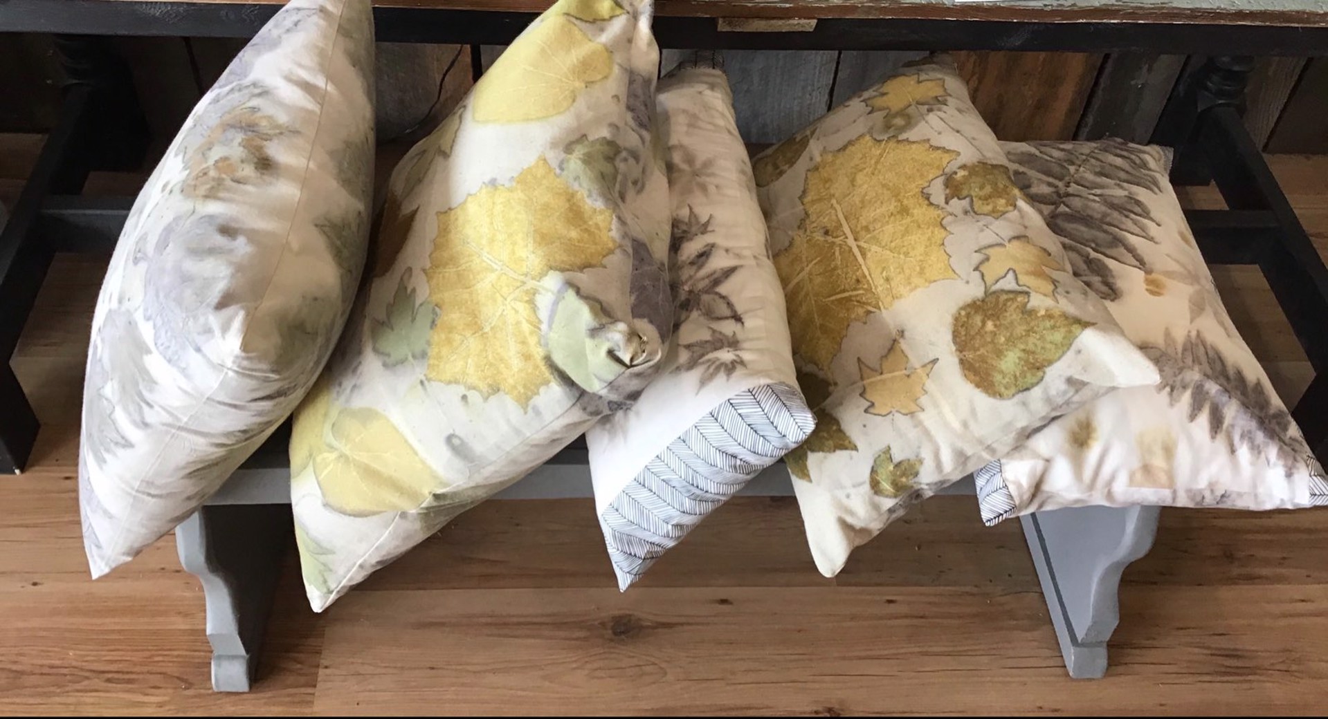 Botanical Ecoprinted Cotton Pillows (washable) by Ann McCormack