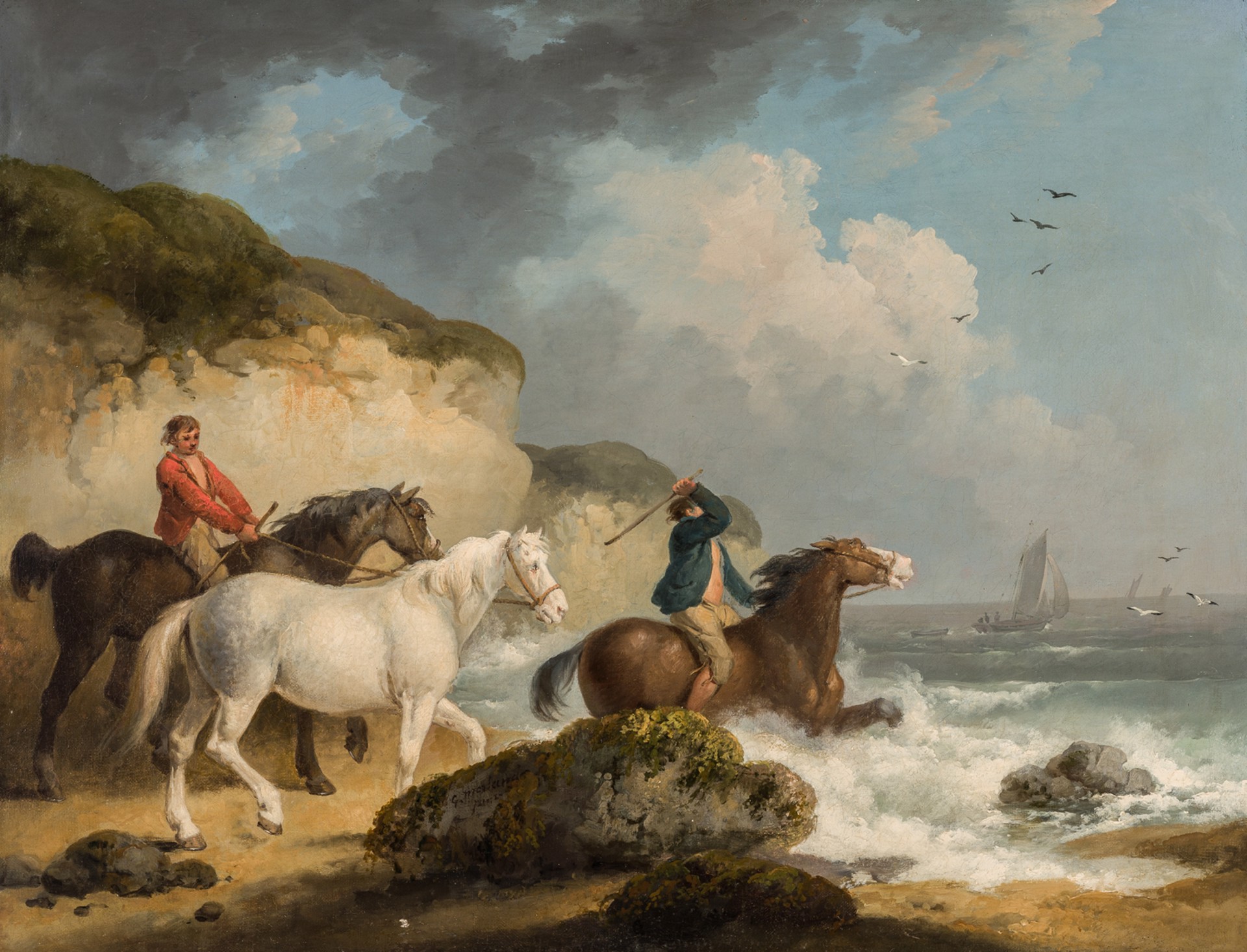 HORSES BY THE SEA by George Morland
