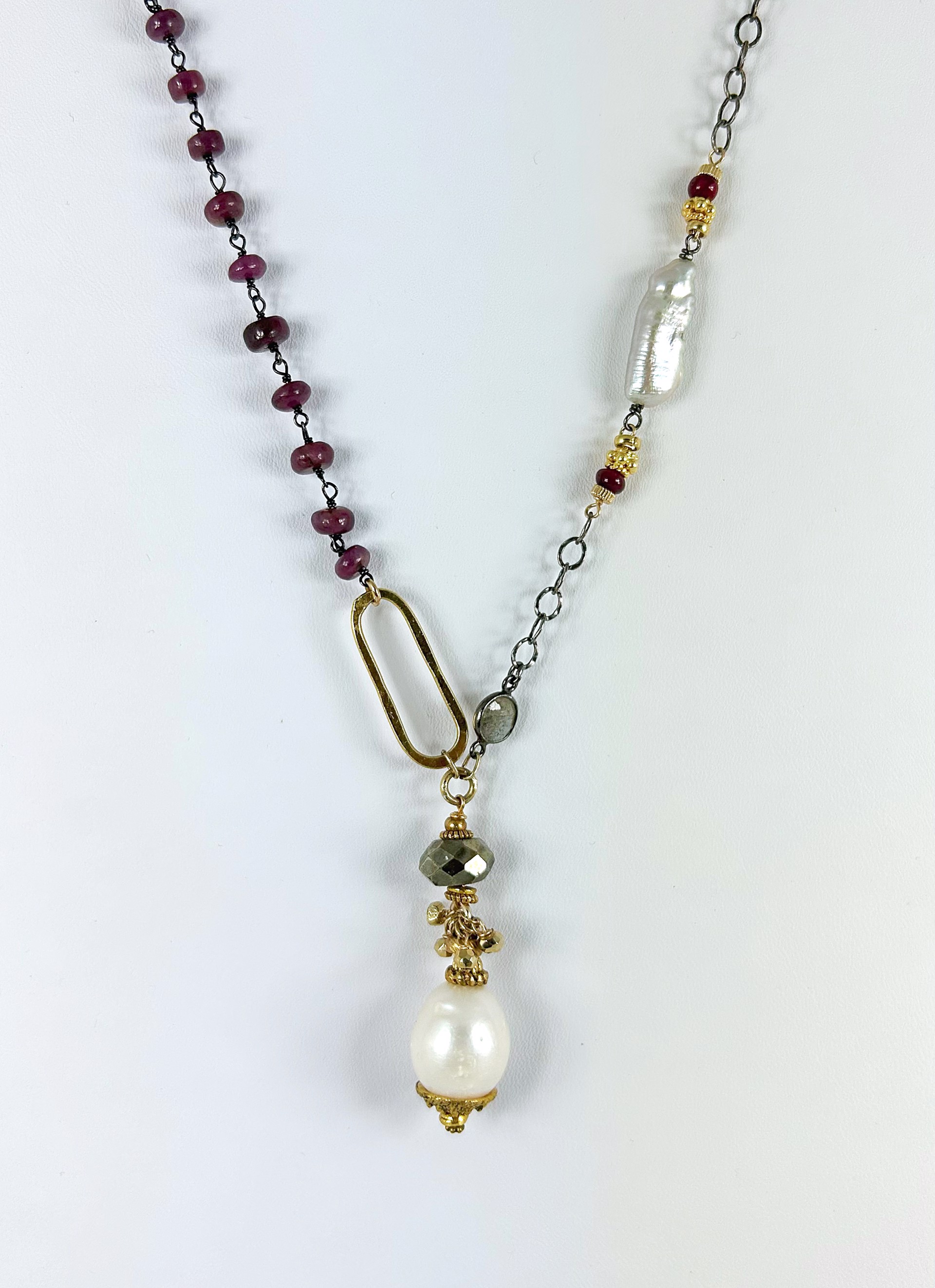 Ruby & pearl necklace by Jeri Mitrani