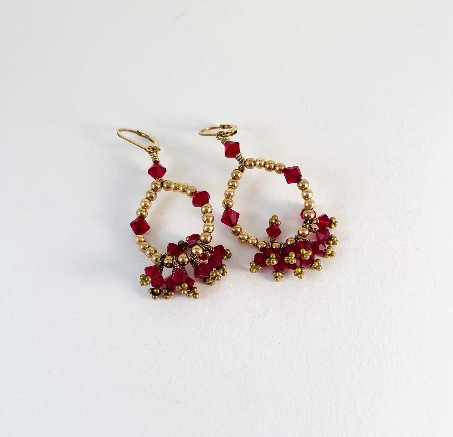 Swarovski Crystal and Gold Bead Earrings by Shoshannah Weinisch