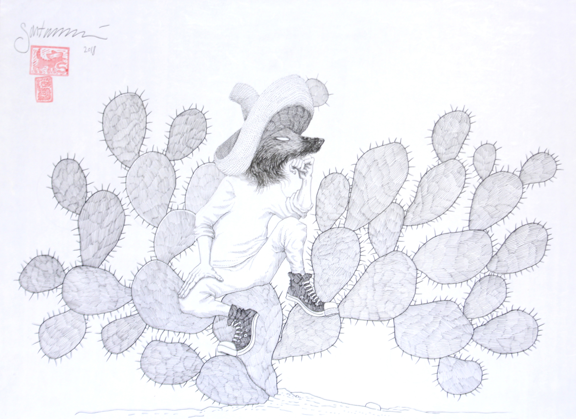 Los Nahuales (Coyote on Prickly Pear) by Sergio Sánchez Santamaría