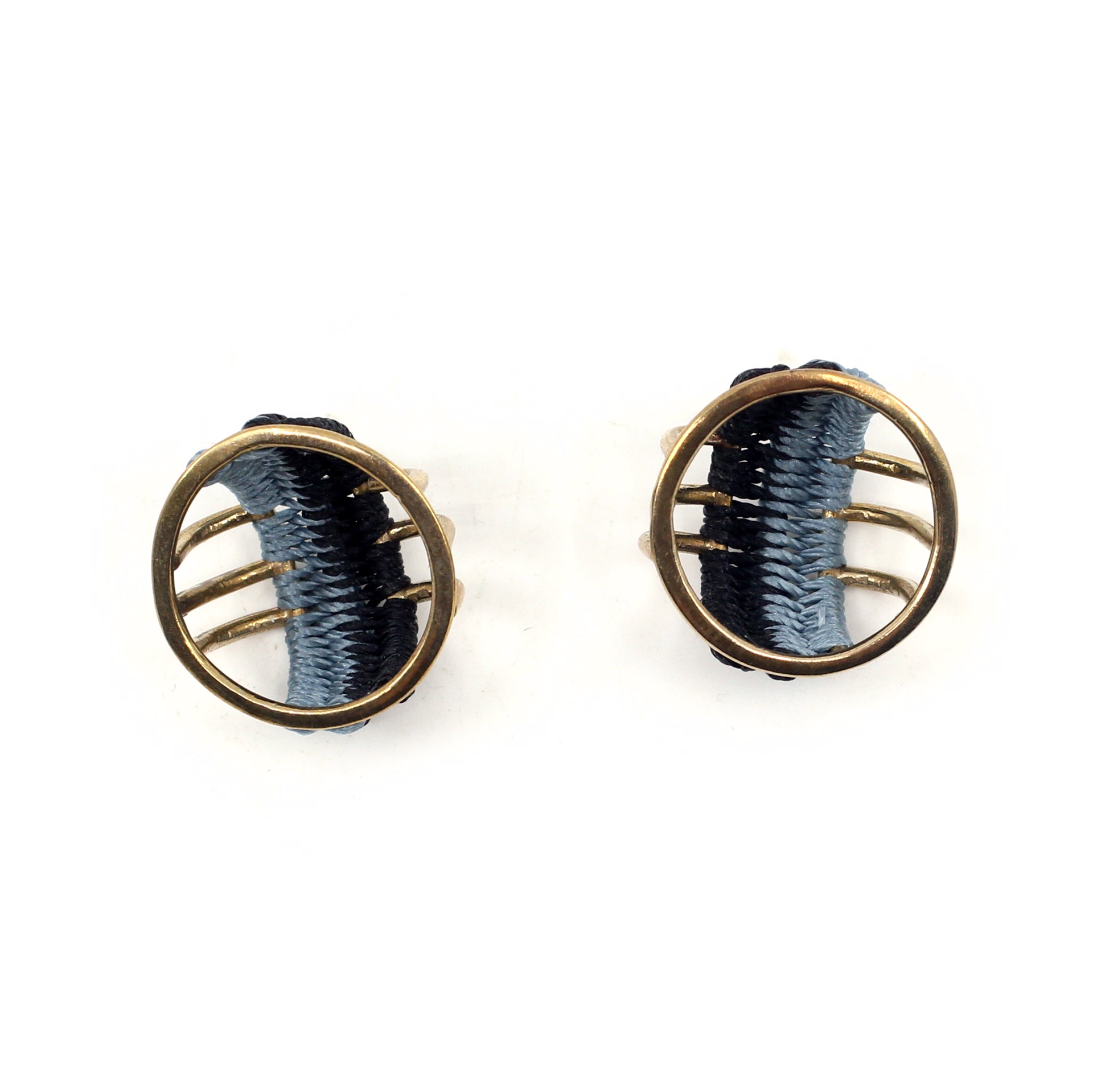 Basket Studs (blue/black) by Flag Mountain Jewelry