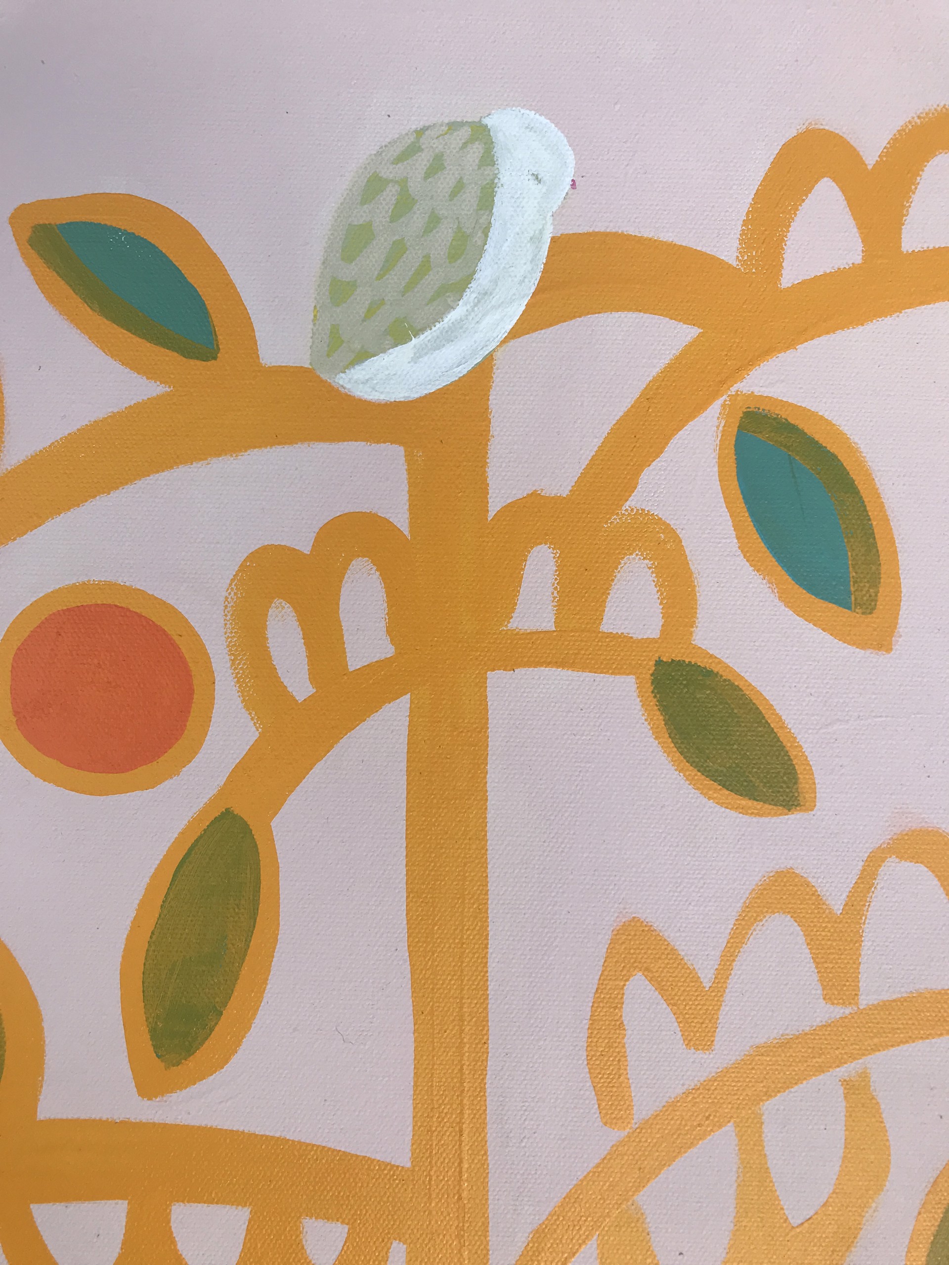 Green and White Striped Vase with Bird Resting by Rachael Van Dyke