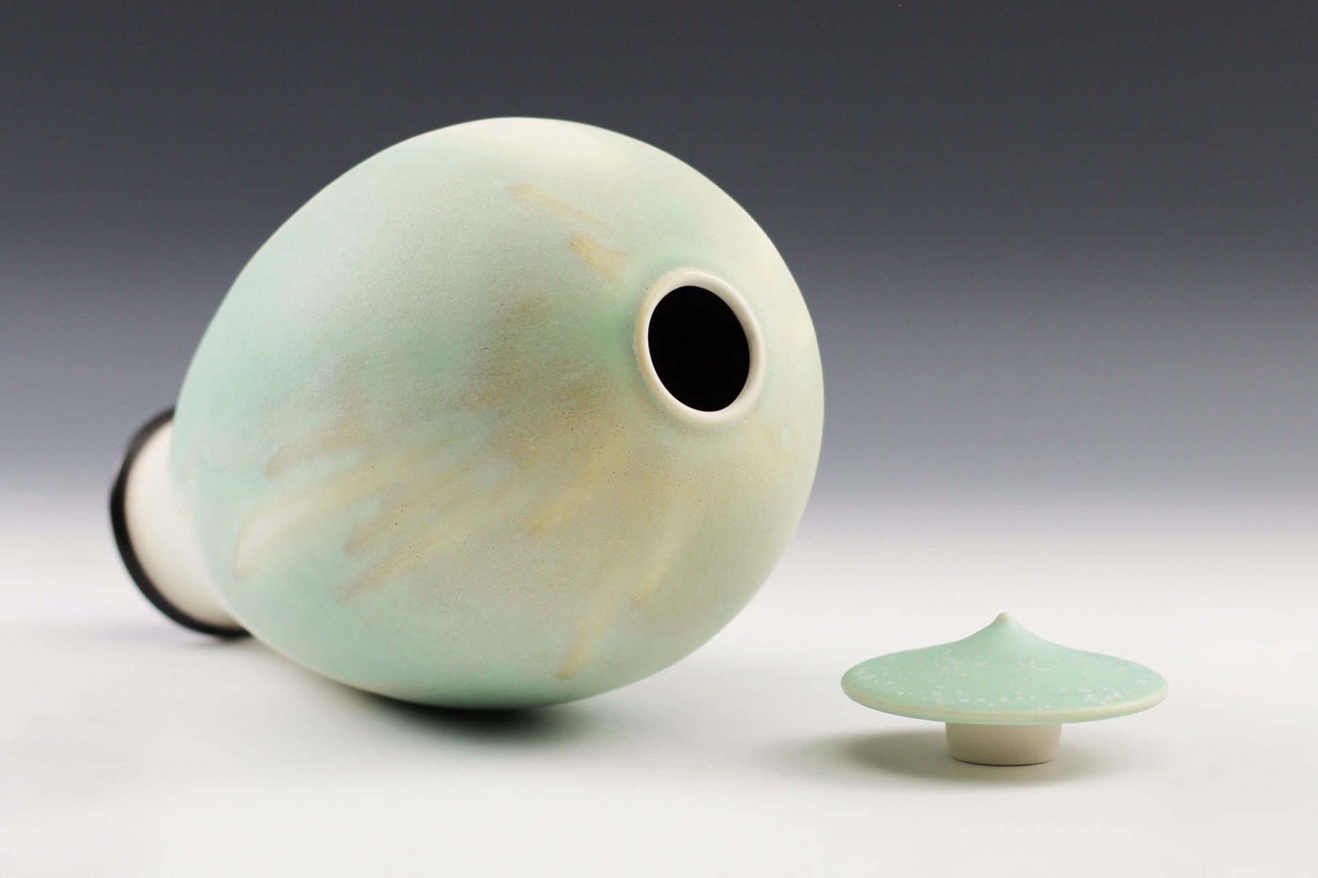 Aqua Tall Covered Jar by Charlie Olson