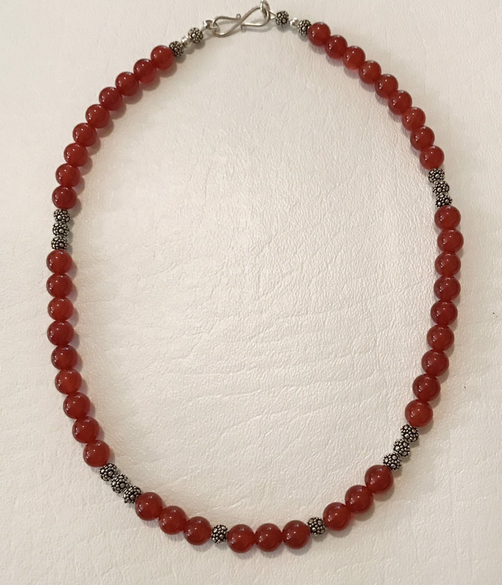 Necklace - Carnelian & Sterling Silver  # 7772 by Bonnie Jaus