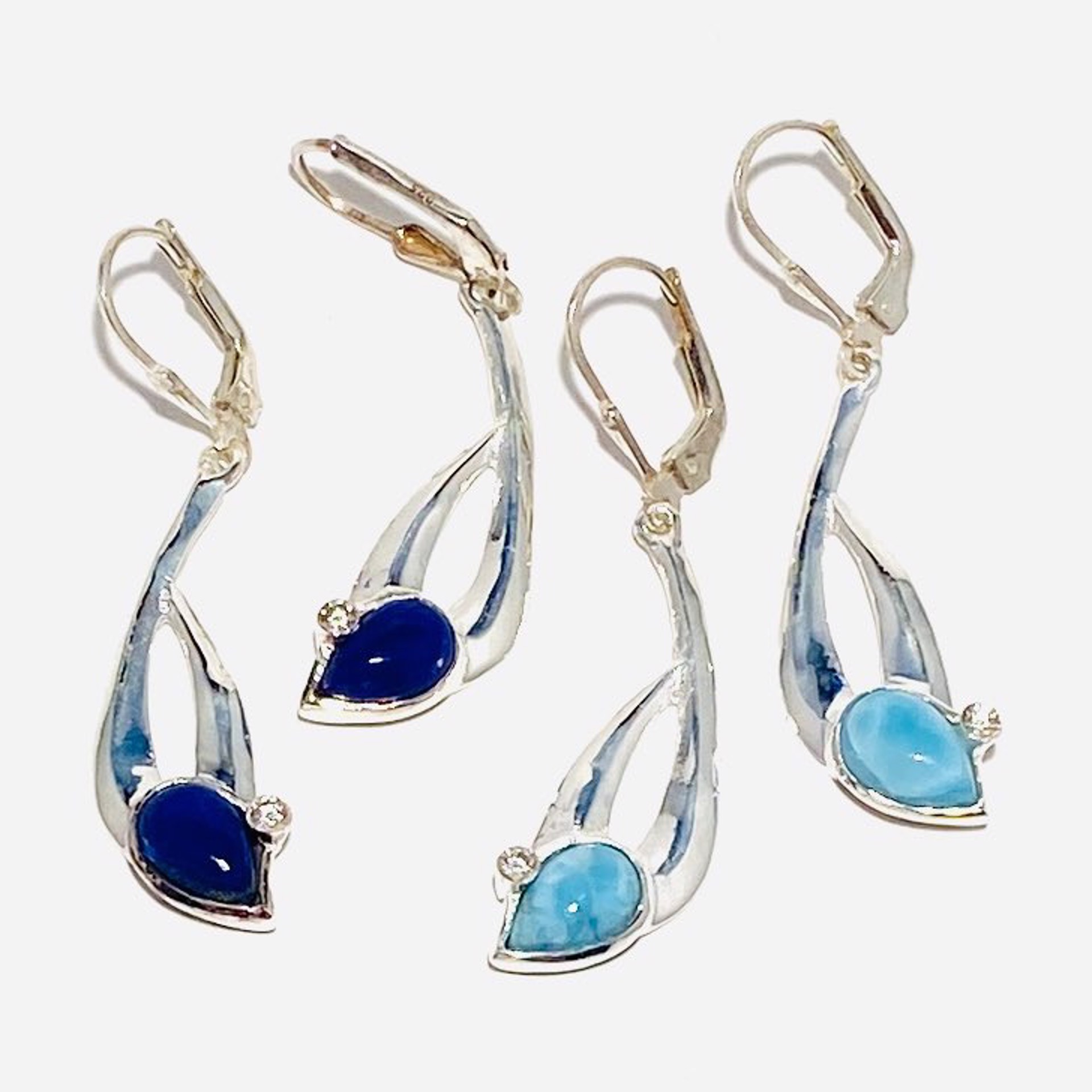 MON SE 3151 Larimar, Lapis Lazuli, CZ Accent Earring by Monica Mehta
