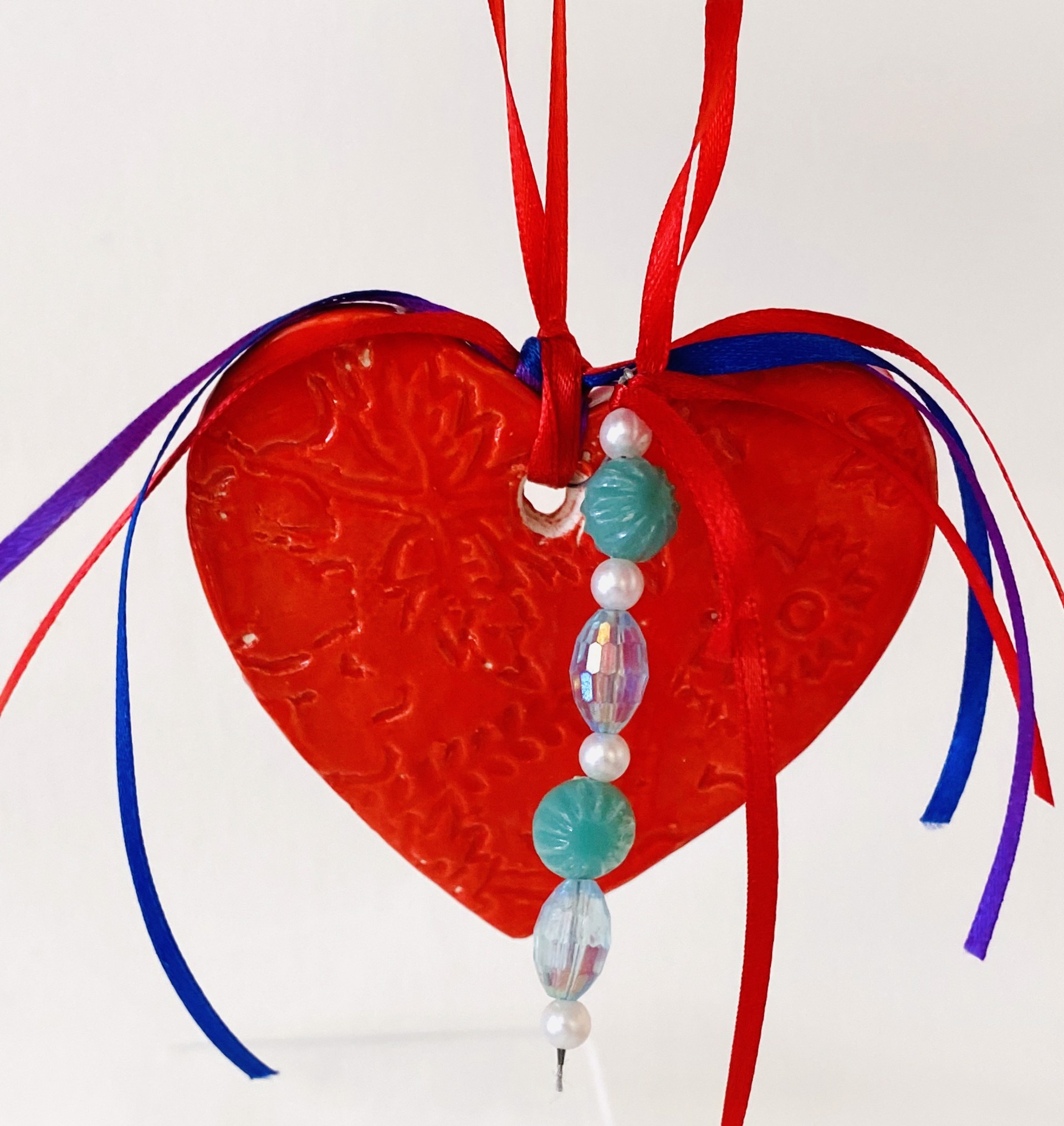 Heart Ornament with flower detail, #5 by Judy Kepley