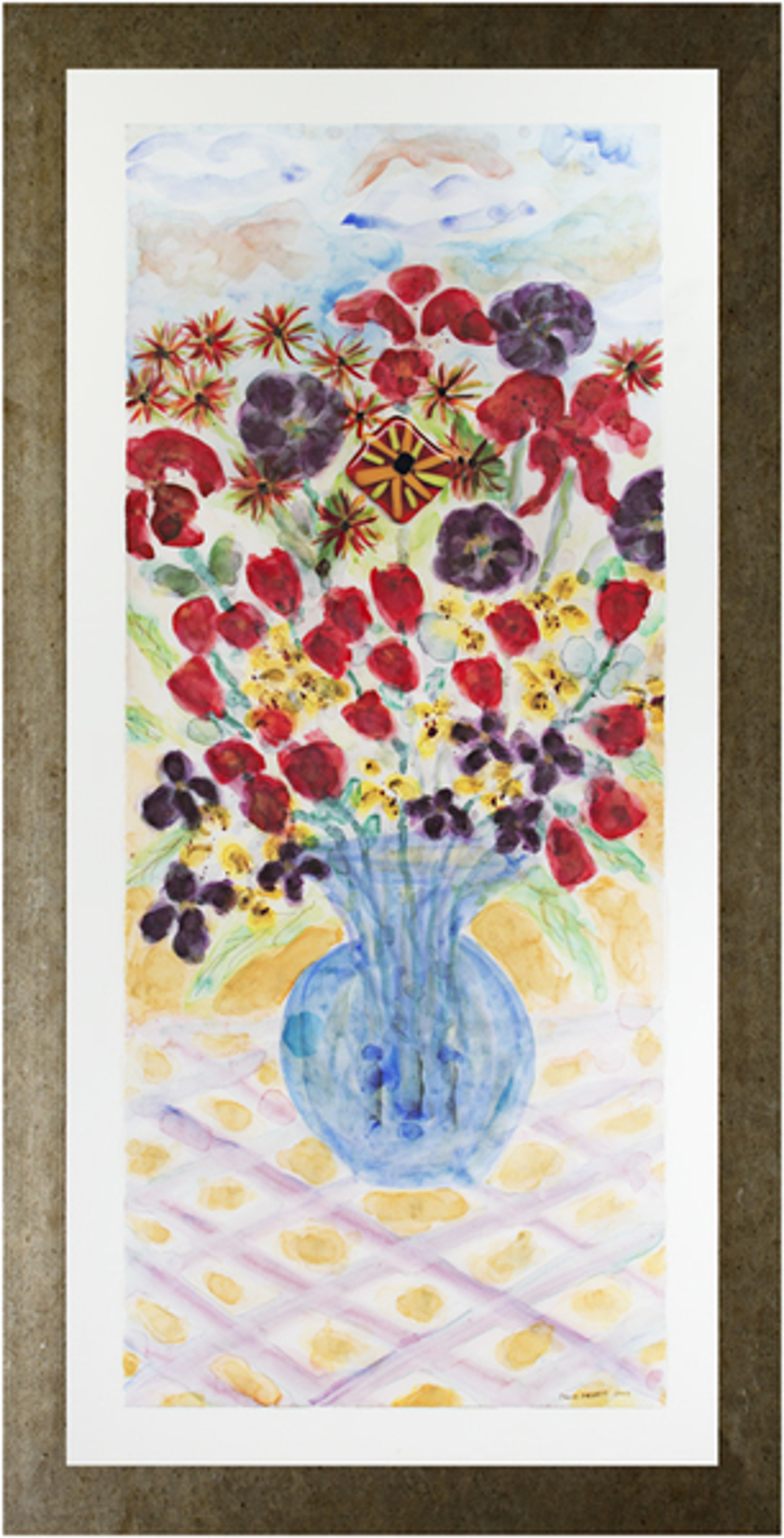 Blue Vase with Stonehenge Face:  Tulips & Lilies, AP I/XXV by David Barnett & Sheryl Willms