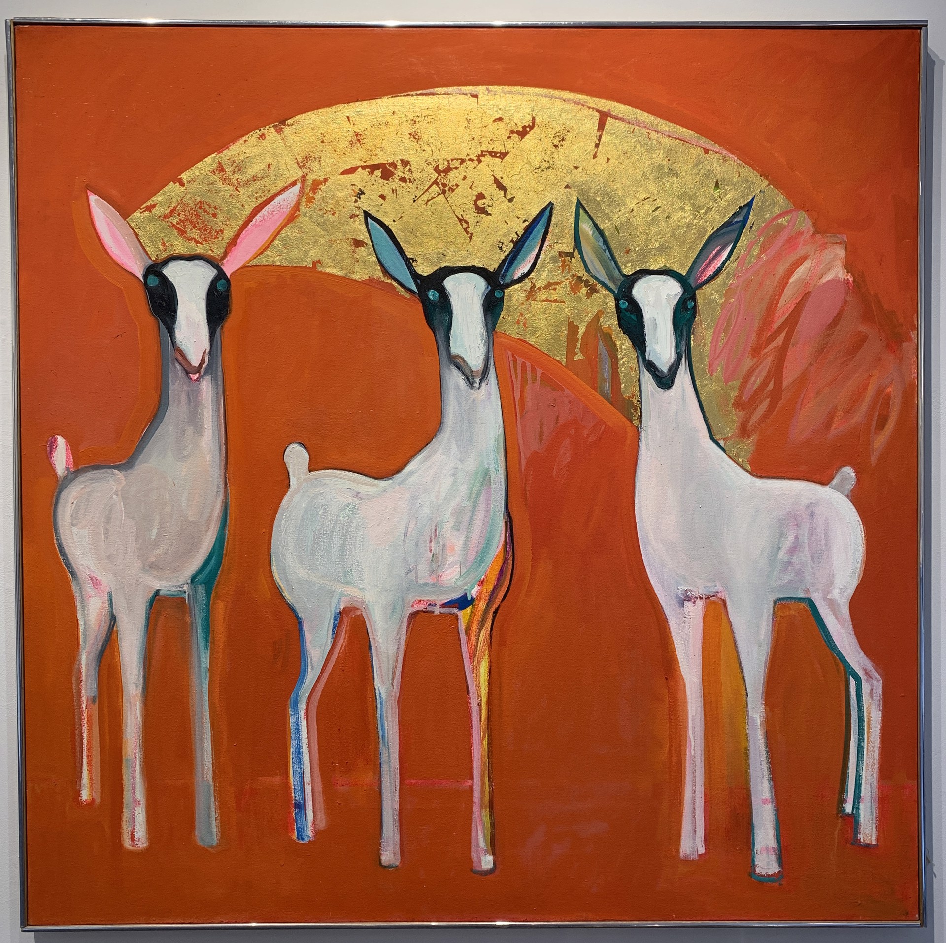 Three Little Goats on Red by Selina Trieff