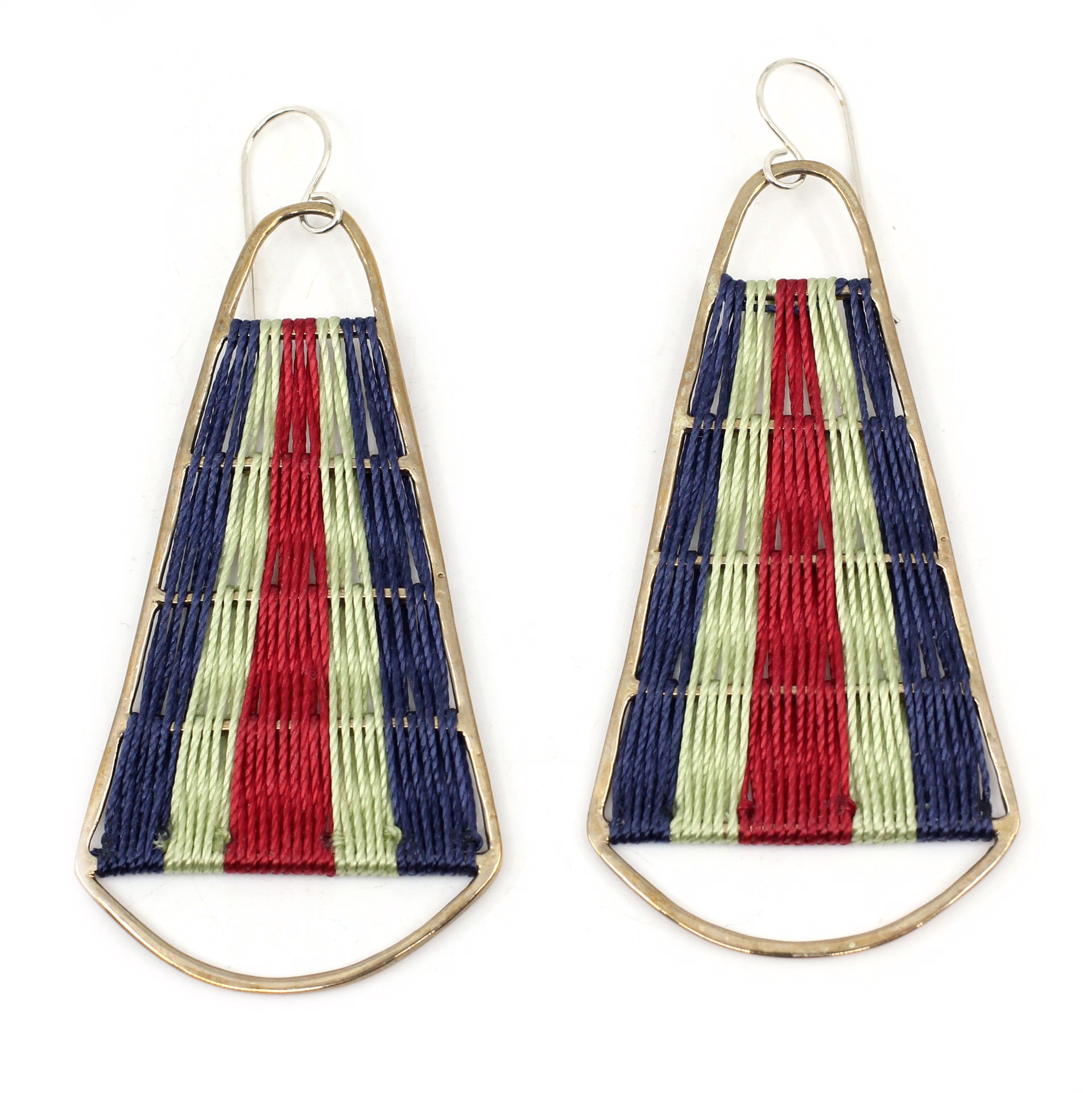 Horizon Earrings (red/mint) by Flag Mountain Jewelry