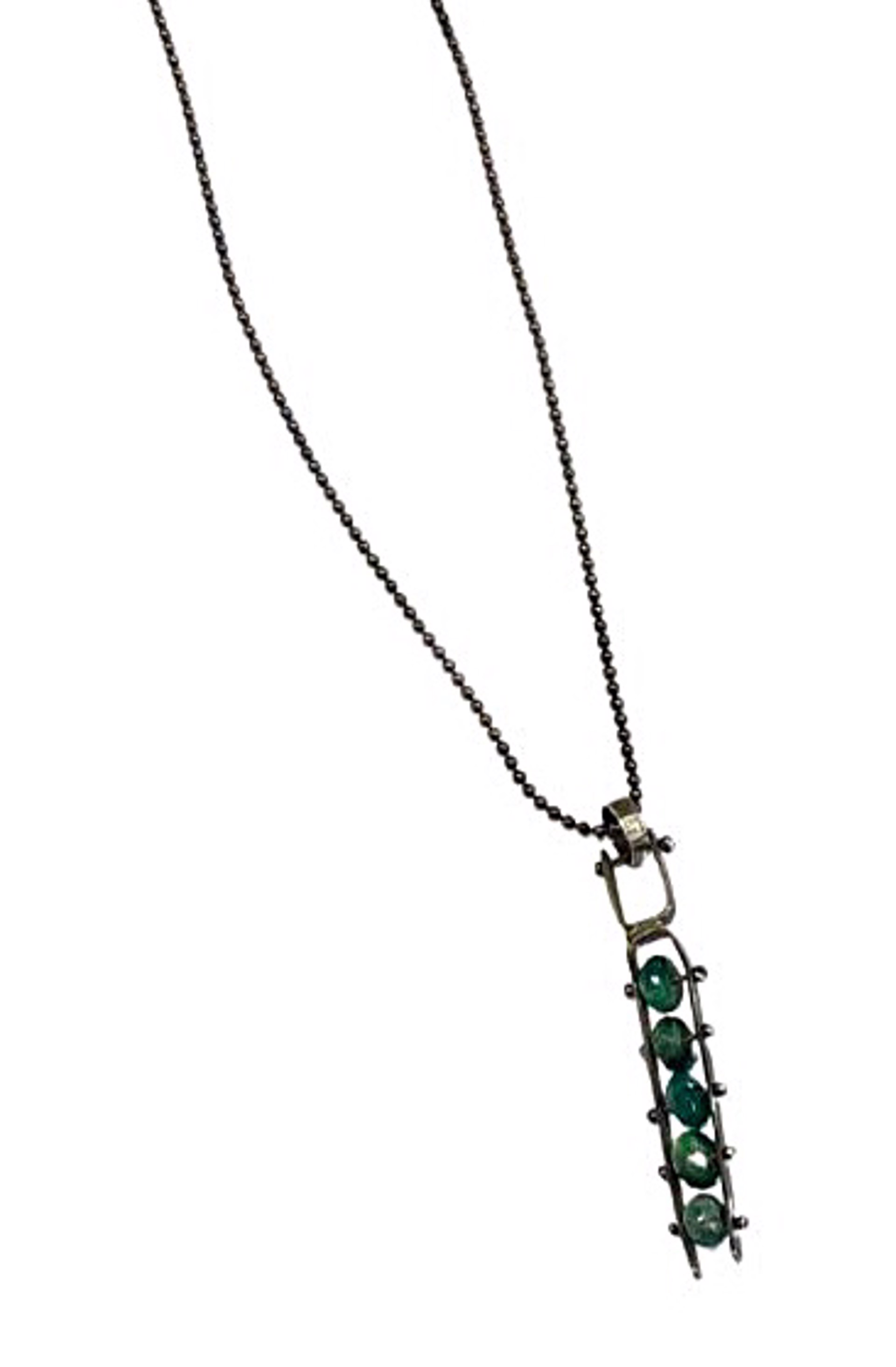 Necklace - Sterling Silver Pendant With Faceted Green Stone. AC 224 by Annette Campbell