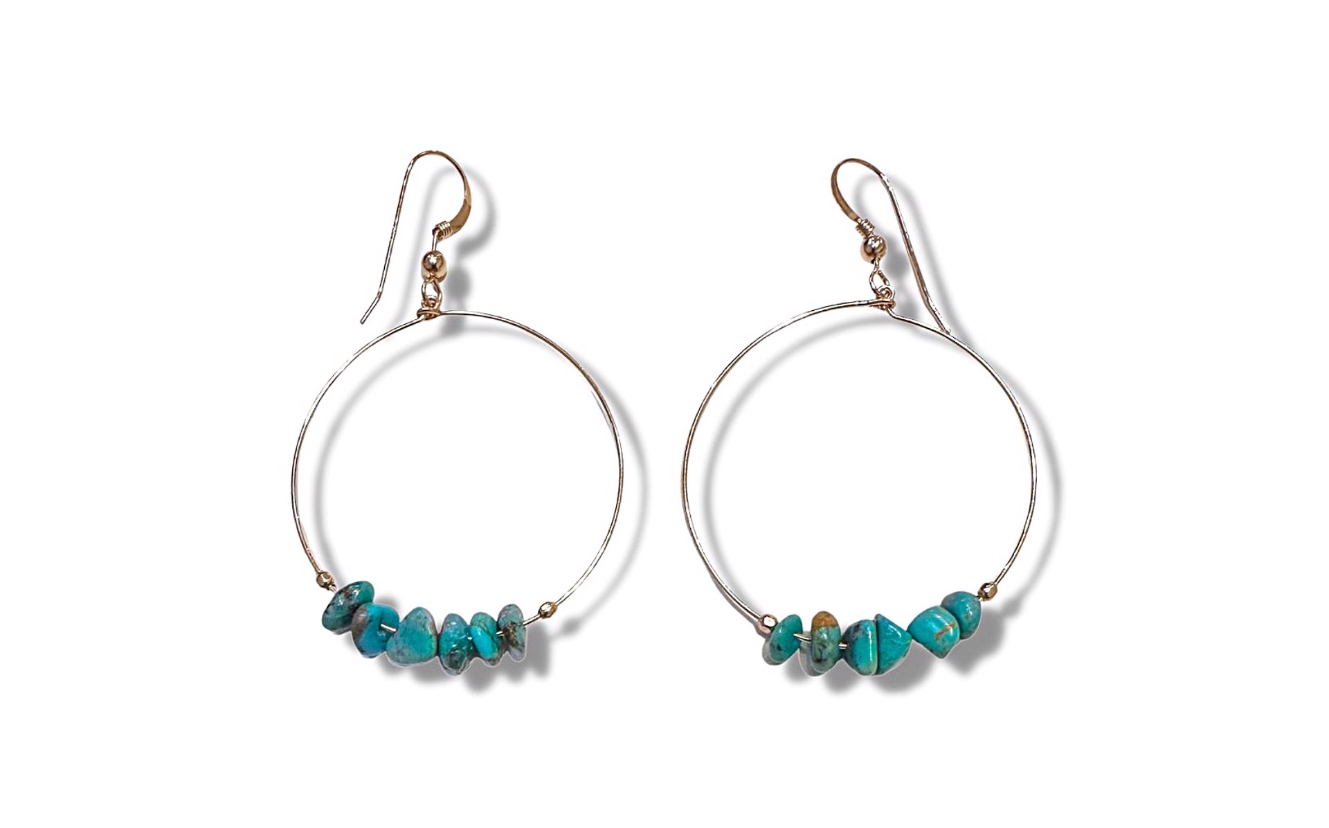 Earrings - 14K Gold Filled Hoops with Turquoise by Julia Balestracci