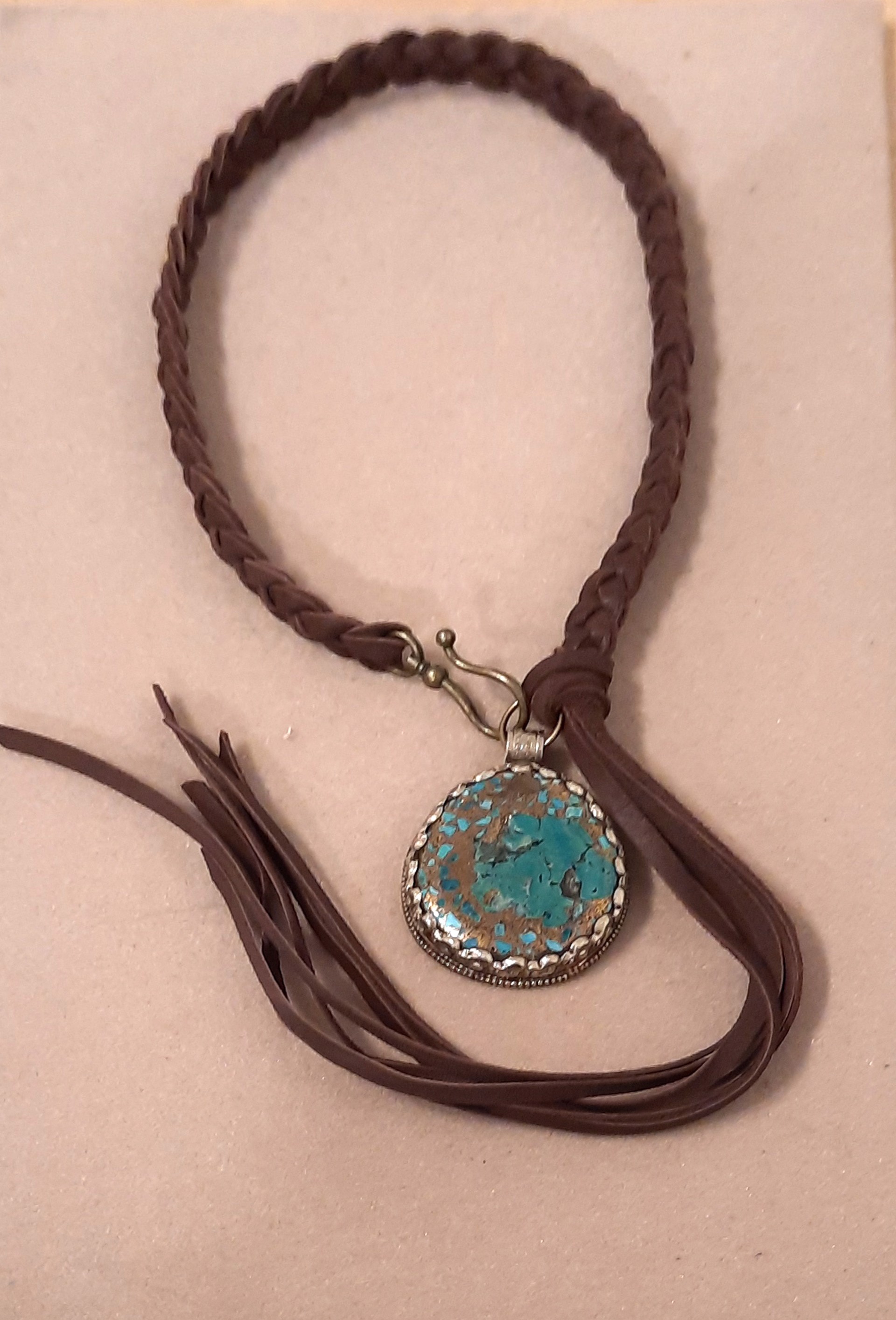 Turquise Pendant w/Leather 1 by Melissa Turney
