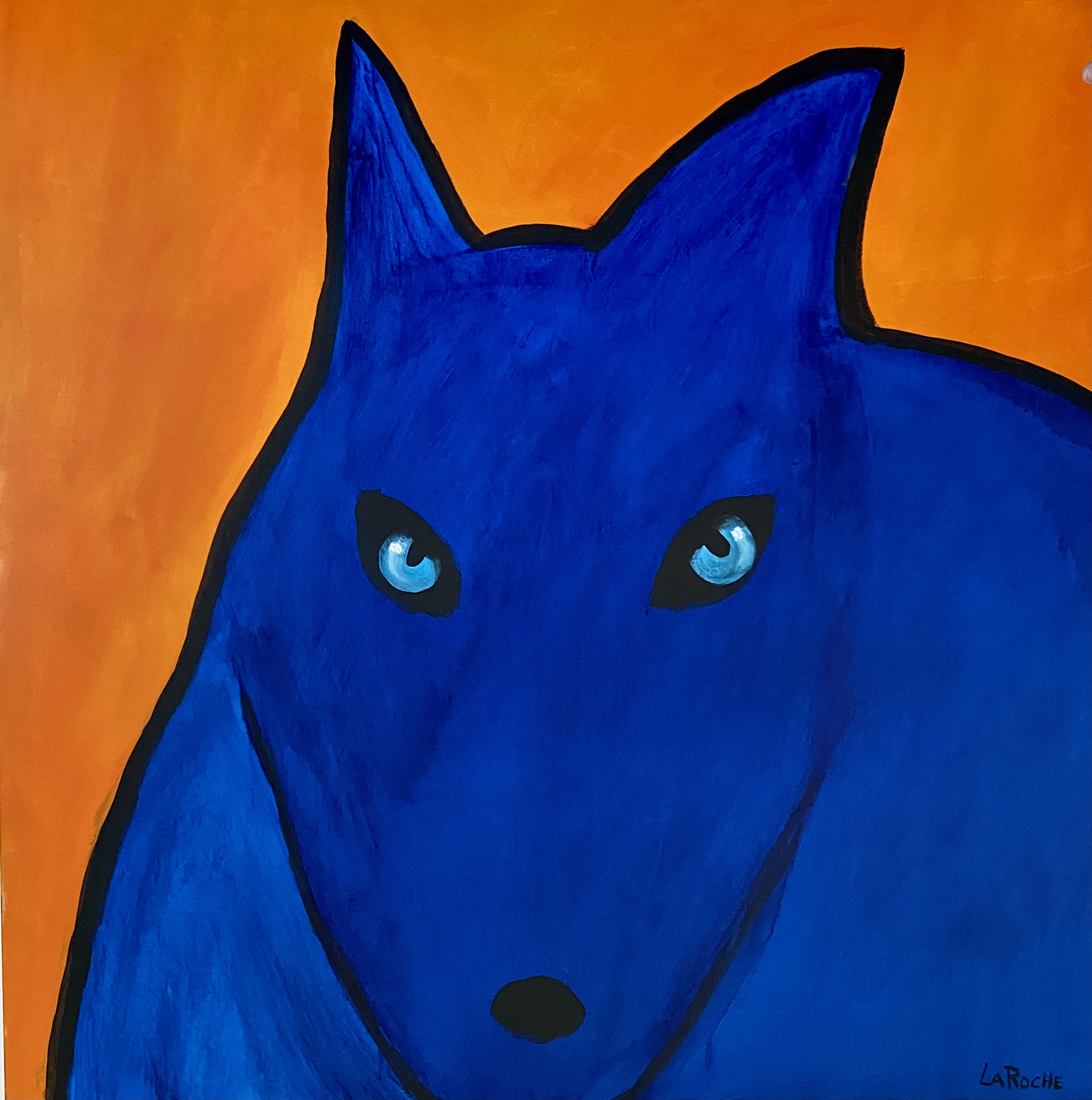 Orange Sky: Wild Blue Wolf II by Carole LaRoche