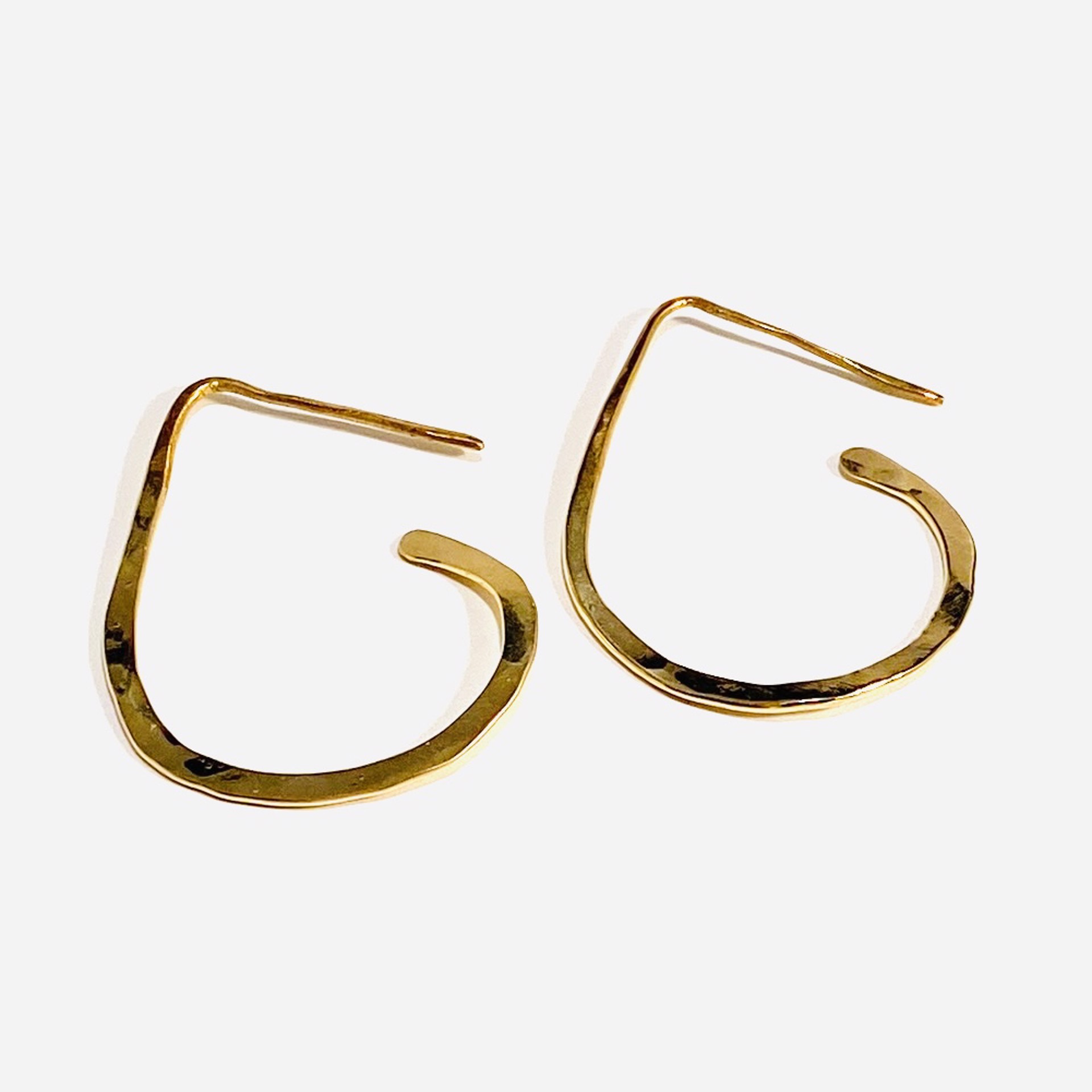AB23-24 Hand Forged 14k GF Open Hoop Earrings by Anne Bivens