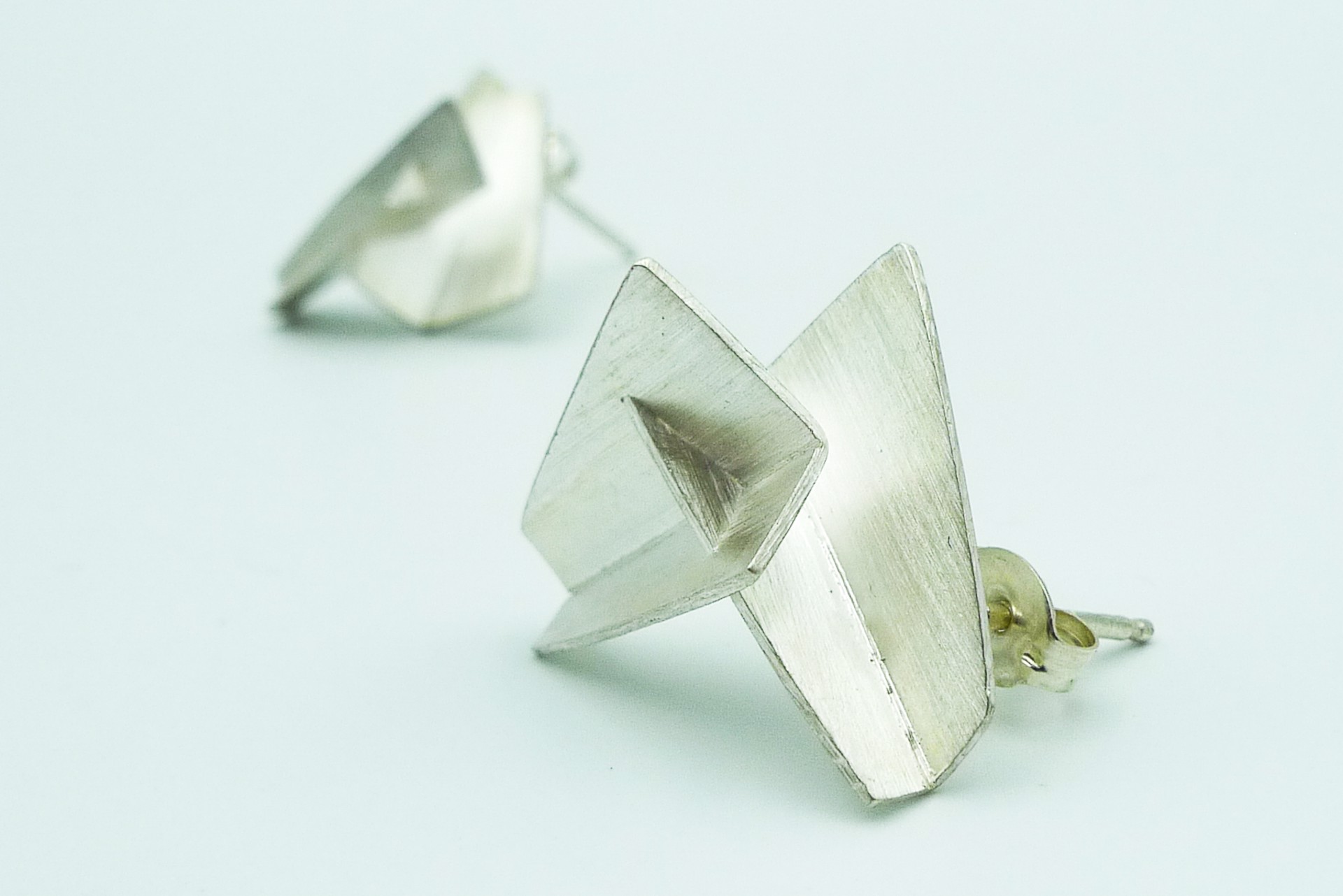 Matte Small Silver Folded Post Earrings by Lauren Markley