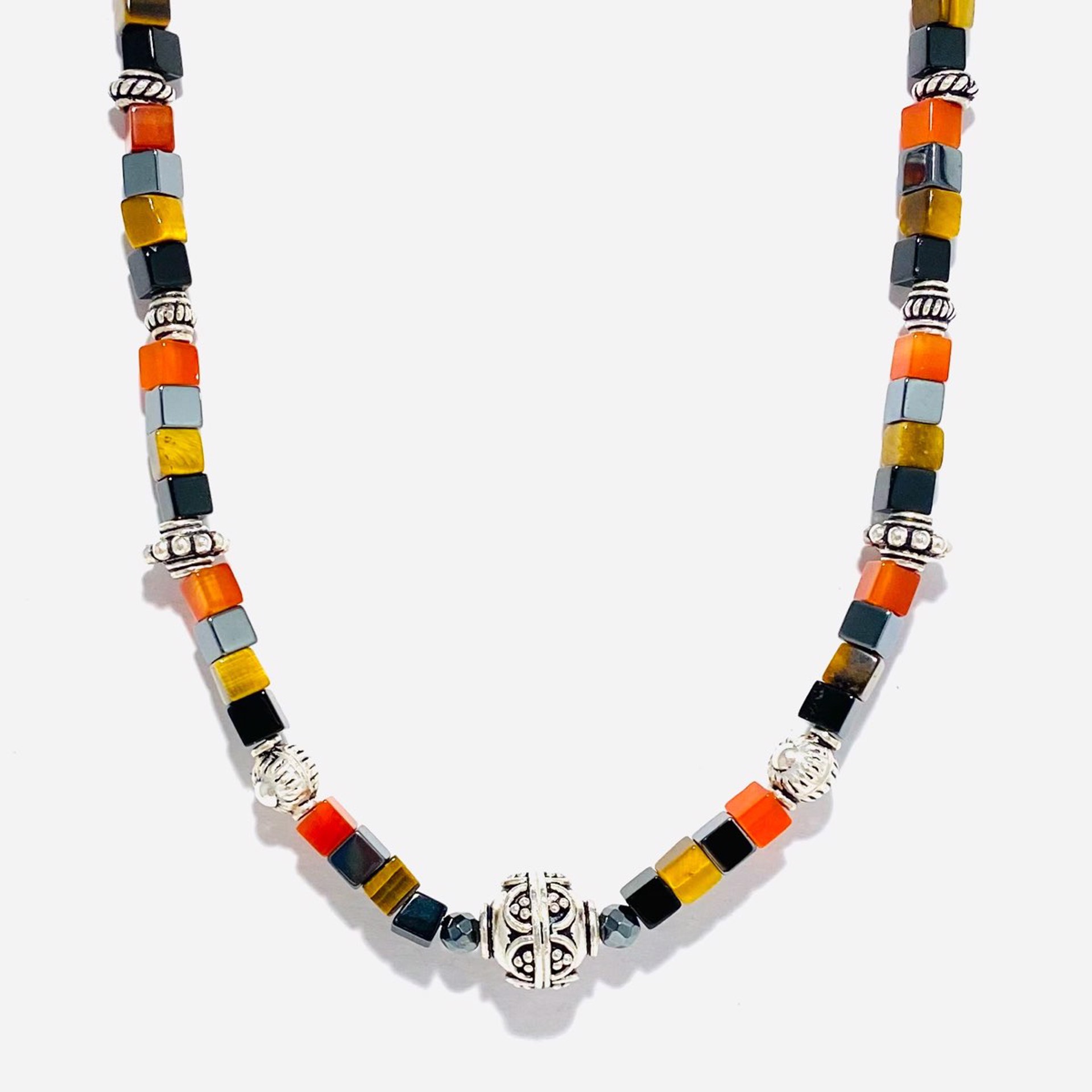 Carnelian Tigers Eye  Onyx Hematite 18” Necklace SHOSH22-54 by Shoshannah Weinisch