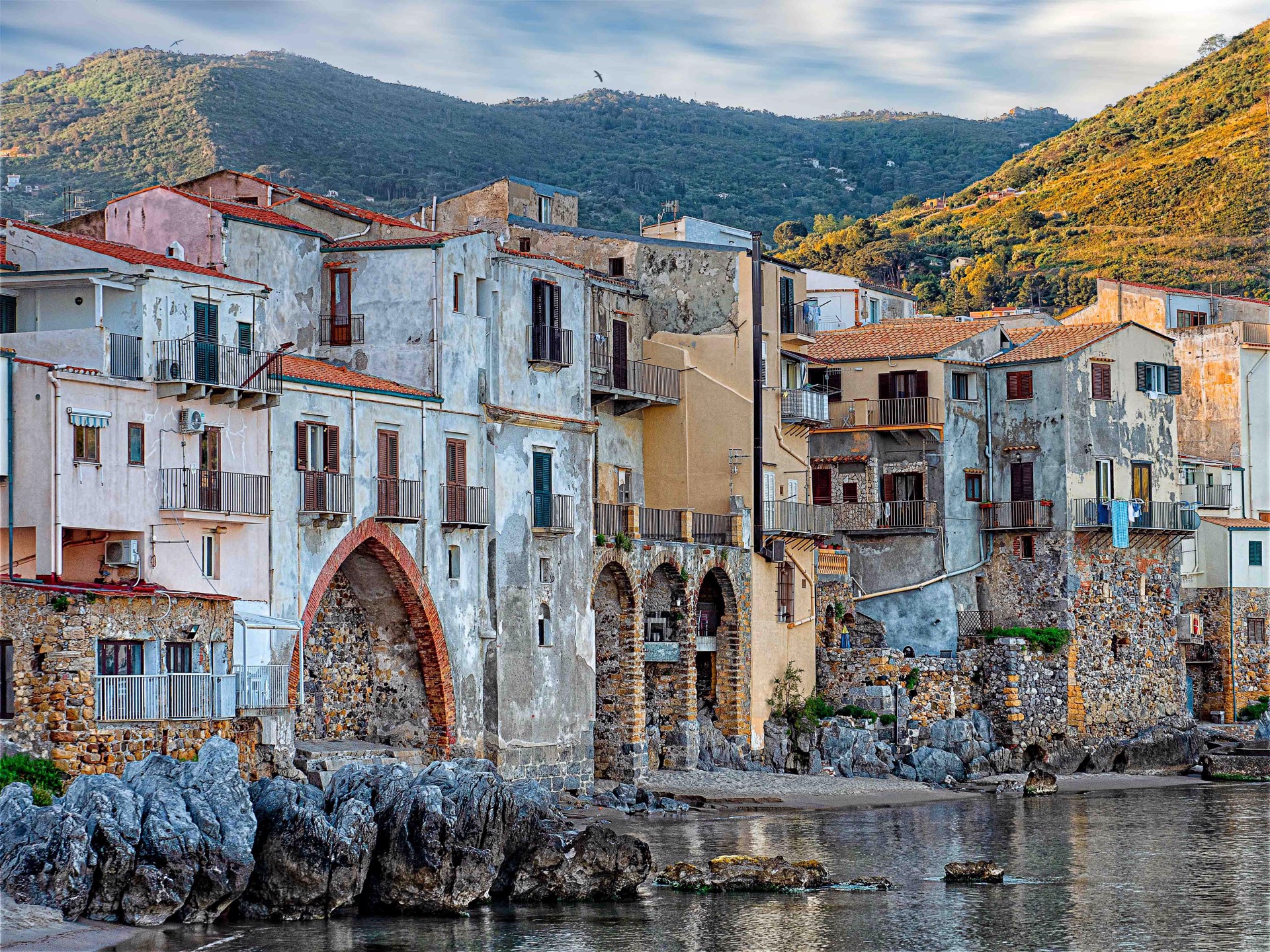 Seafront, Cefalu, Sicily by Charles Porter
