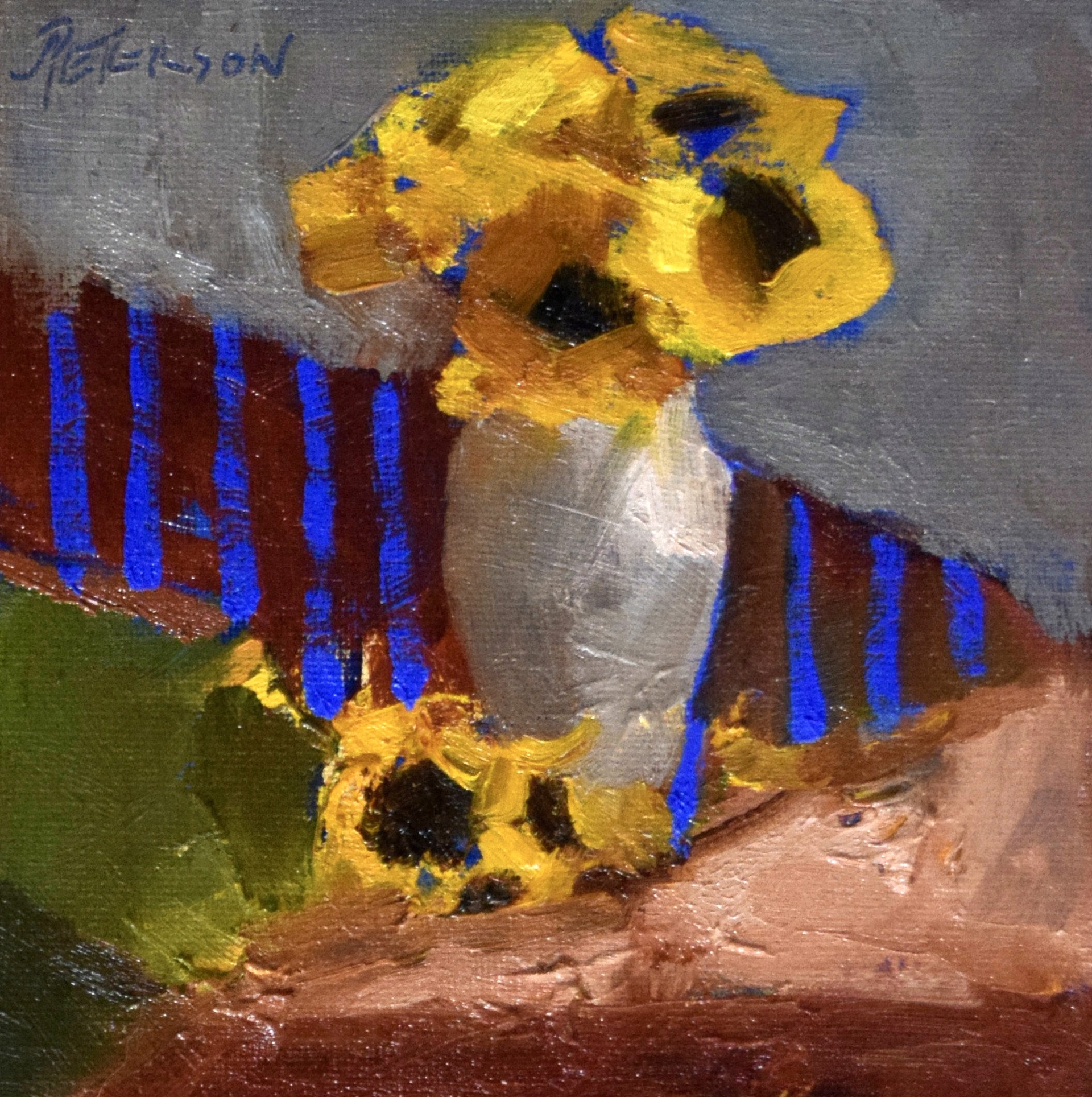 Sunflowers and Stripes I by Amy R. Peterson