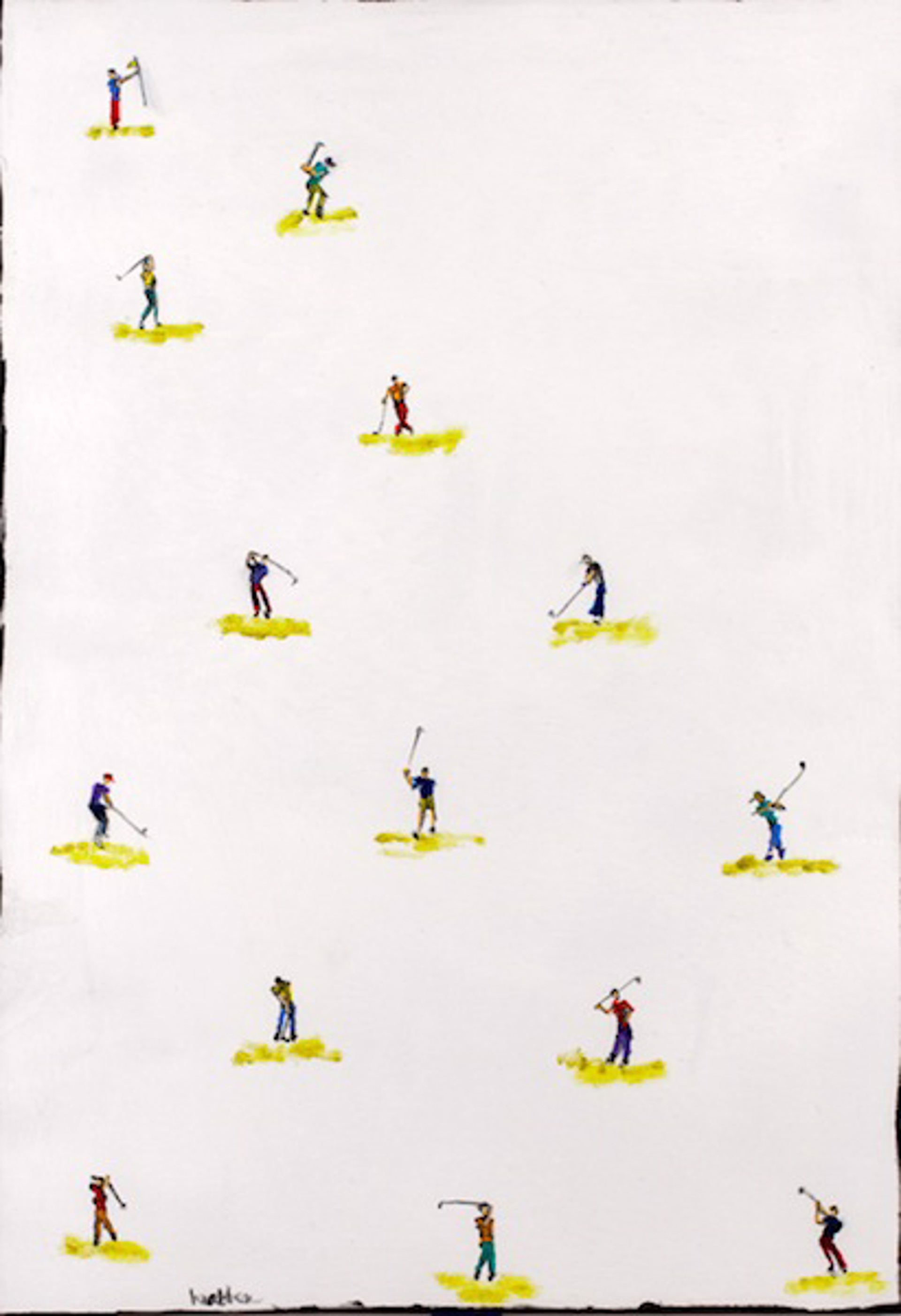 Small Golfers on White by Heather Blanton